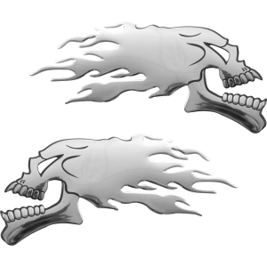 Emblema 3D cromato - 2 Skulls