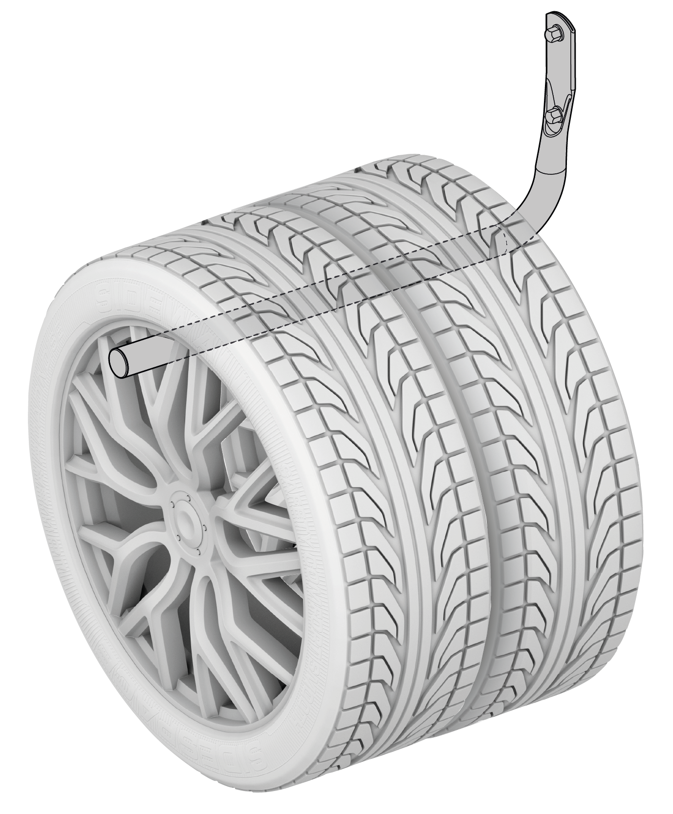 XL wheel hangers, set ganci porta gomme e cerchioni da parete - immagine 4