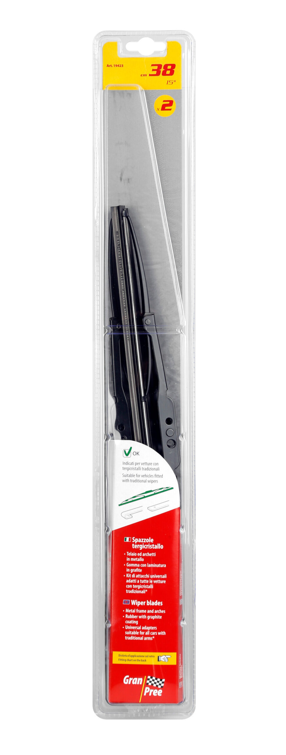 Gran-Pree, spazzole tergicristallo - 38 cm (15") - 2 pz - immagine 2