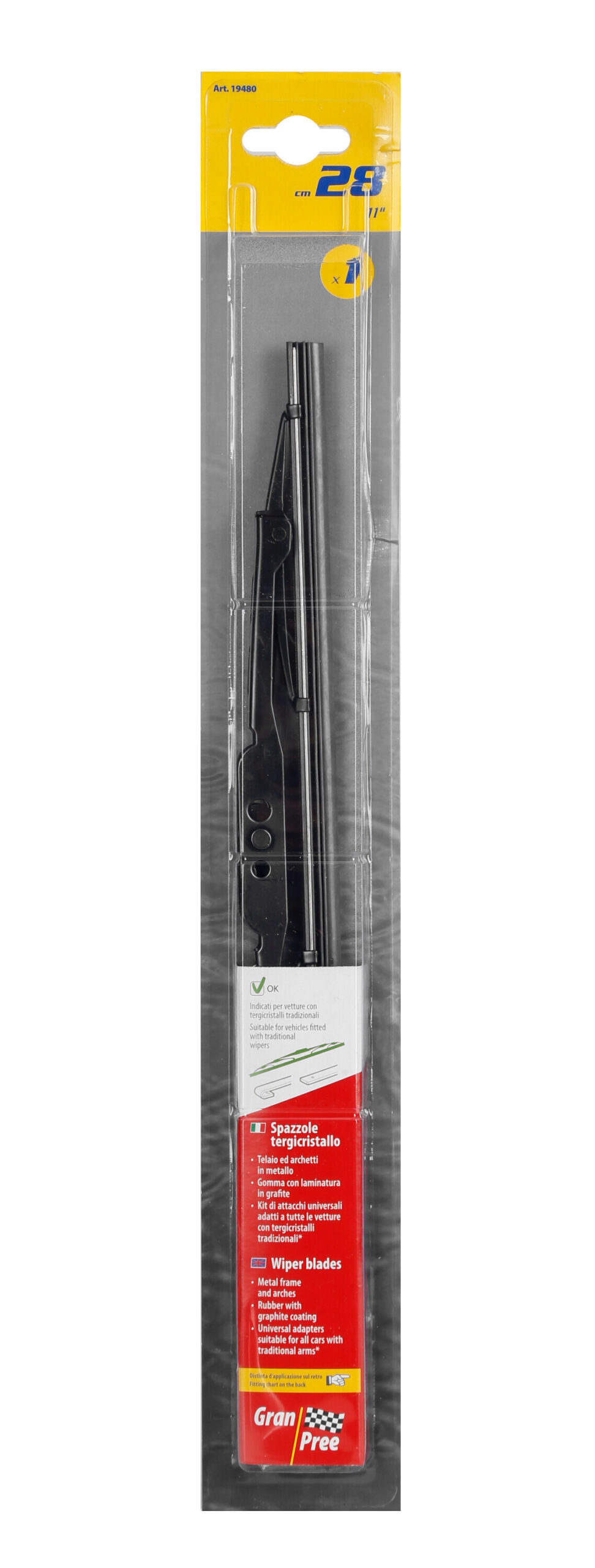 Gran-Pree, spazzola tergicristallo - 28 cm (11") - 1 pz - immagine 3