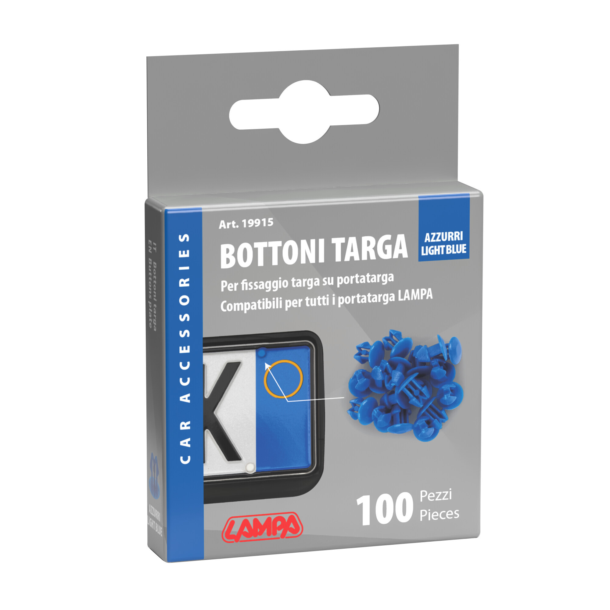 Set 100 bottoncini targa - Azzurro - immagine 4