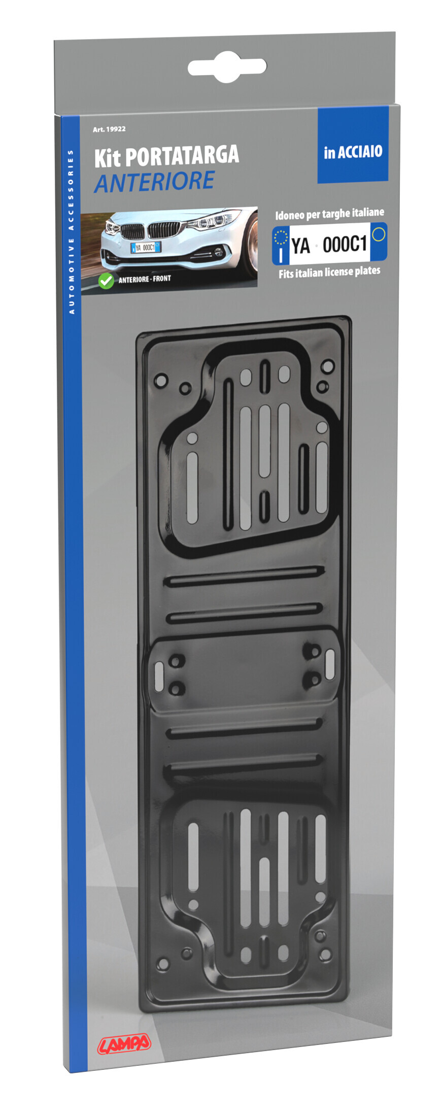 Porta targa anteriore in acciaio - Nero - immagine 3