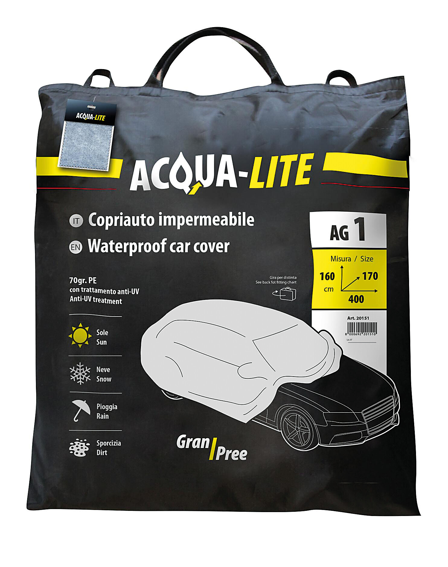 Gran-Pree Acqua-Lite, copriauto impermeabile - AG-1 - cm 400x170x160 - immagine 3