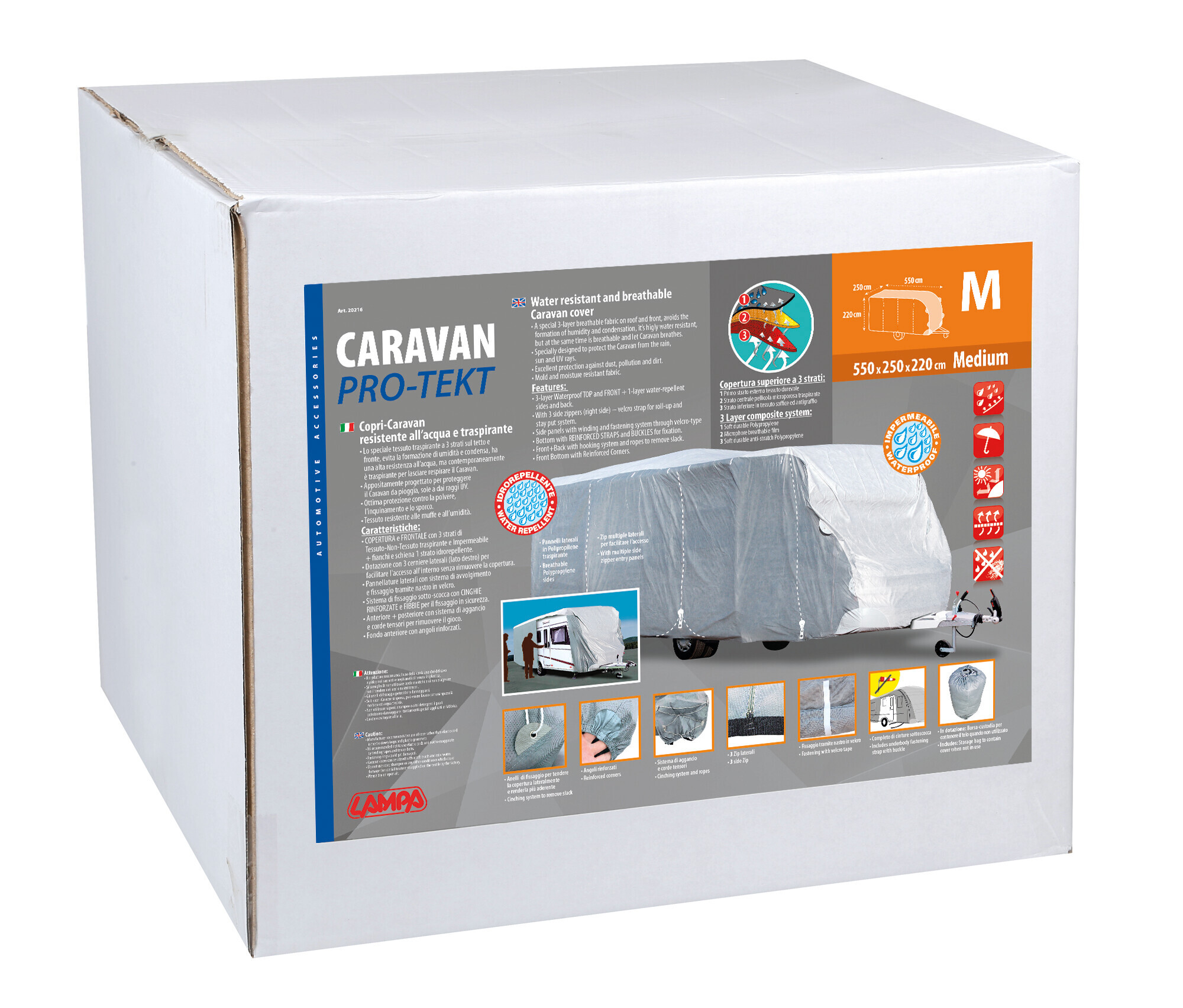 Pro-Tekt, copri-caravan resistente all’acqua e traspirante - CR-M - cm 550x250x220 - immagine 3