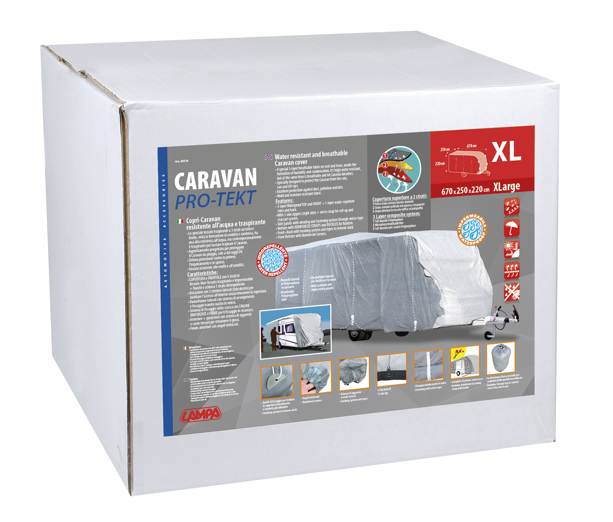 Pro-Tekt, copri-caravan resistente all’acqua e traspirante - CR-XL - cm 670x250x220 - immagine 3