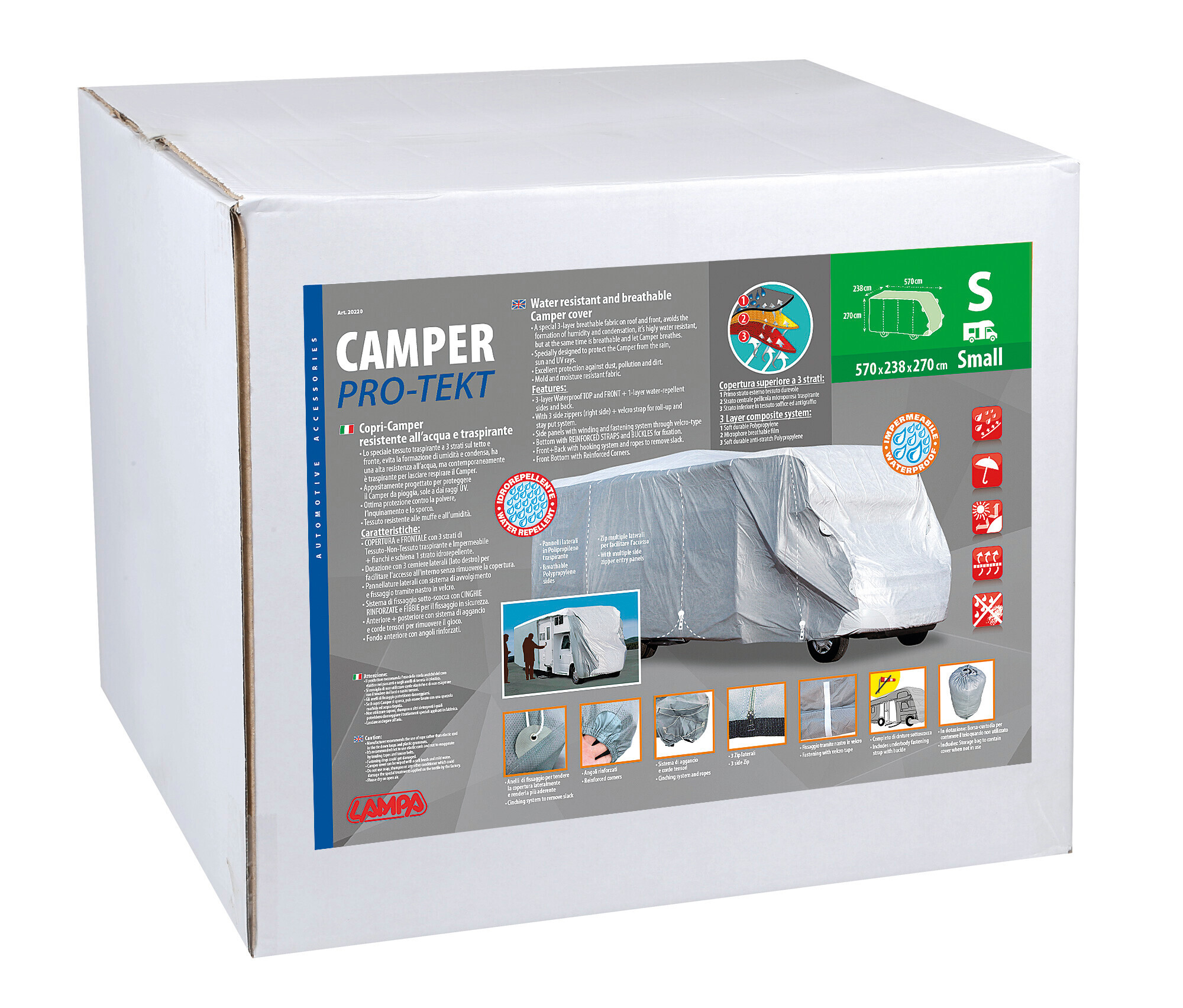 Pro-Tekt, copri-camper resistente all’acqua e traspirante - CM-S - cm 570x238x270 - immagine 12