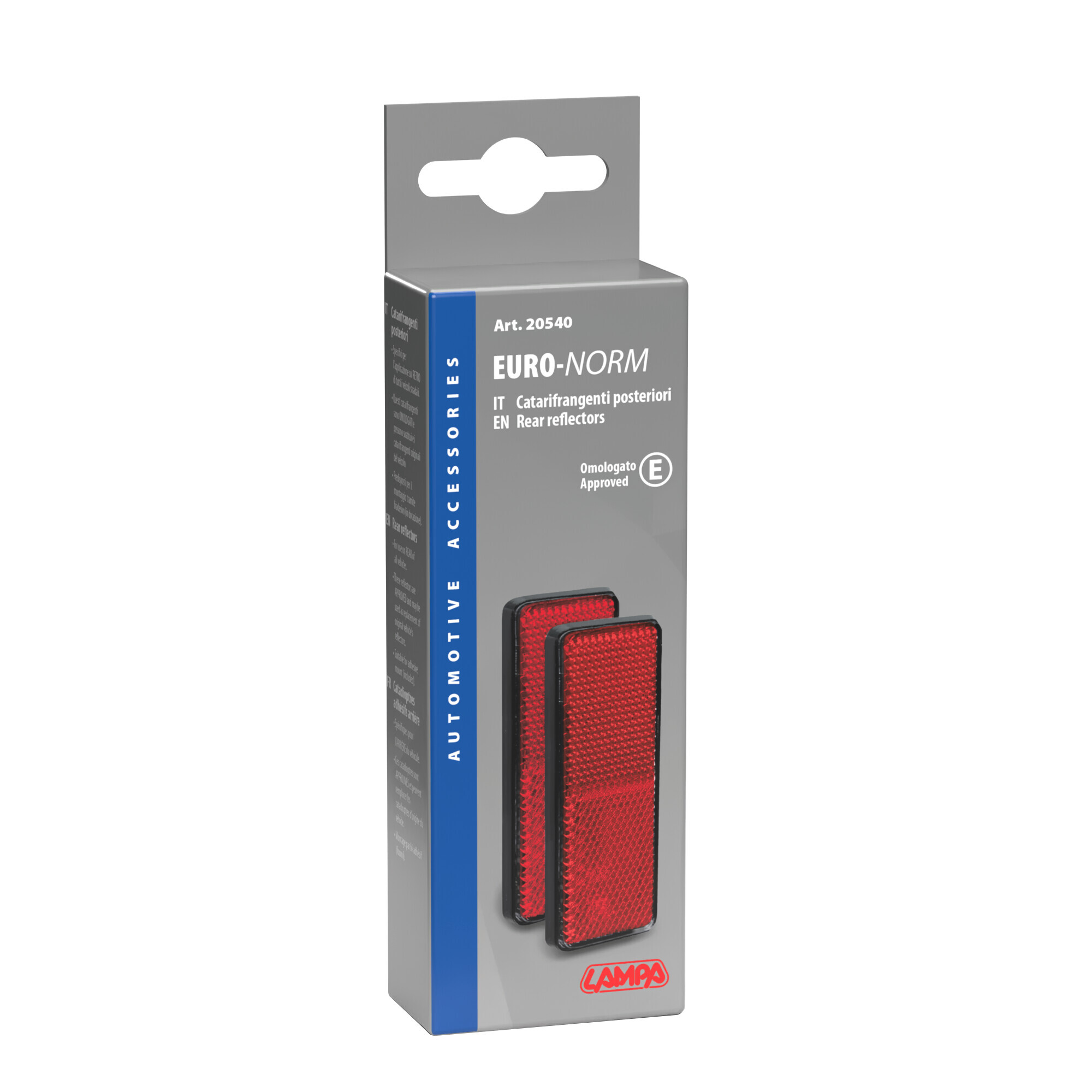 Euro-Norm, catarifrangenti rettangolari - 90x35 mm - Rosso - immagine 2