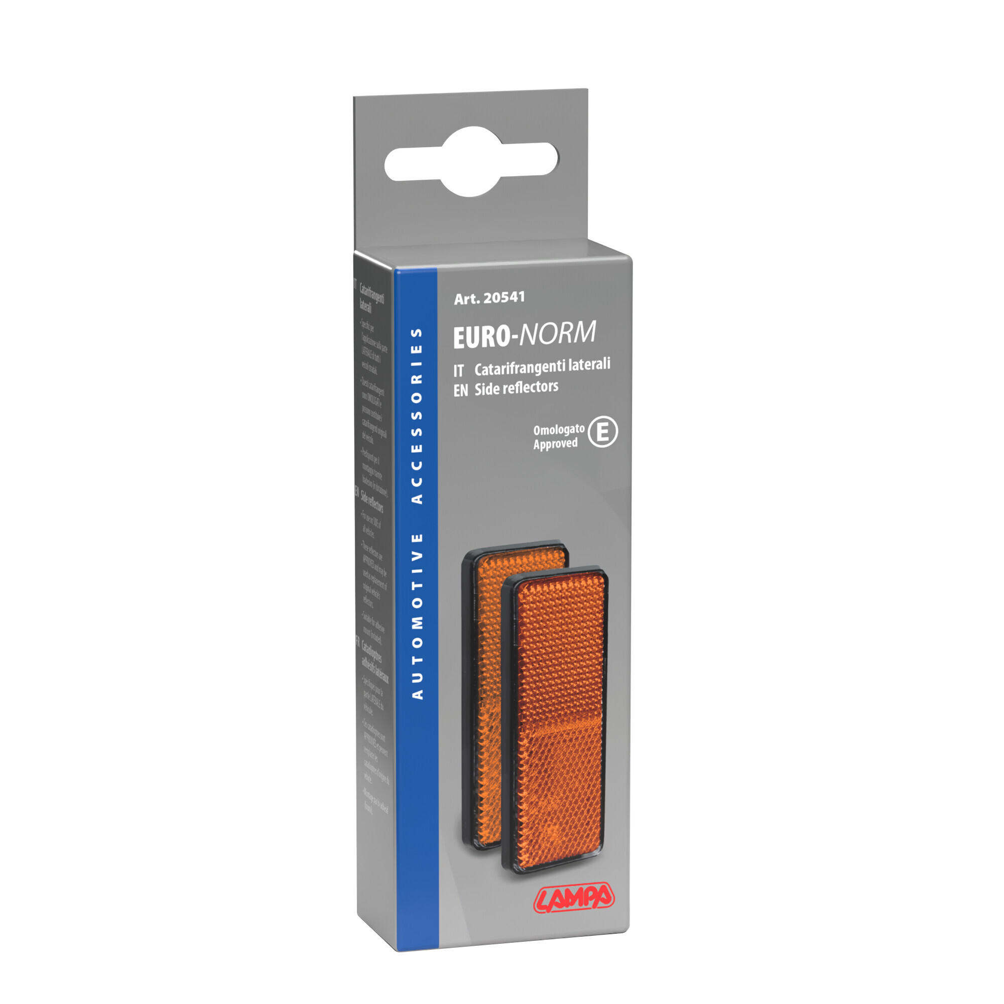 Euro-Norm, catarifrangenti rettangolari - 90x35 mm - Arancio - immagine 2