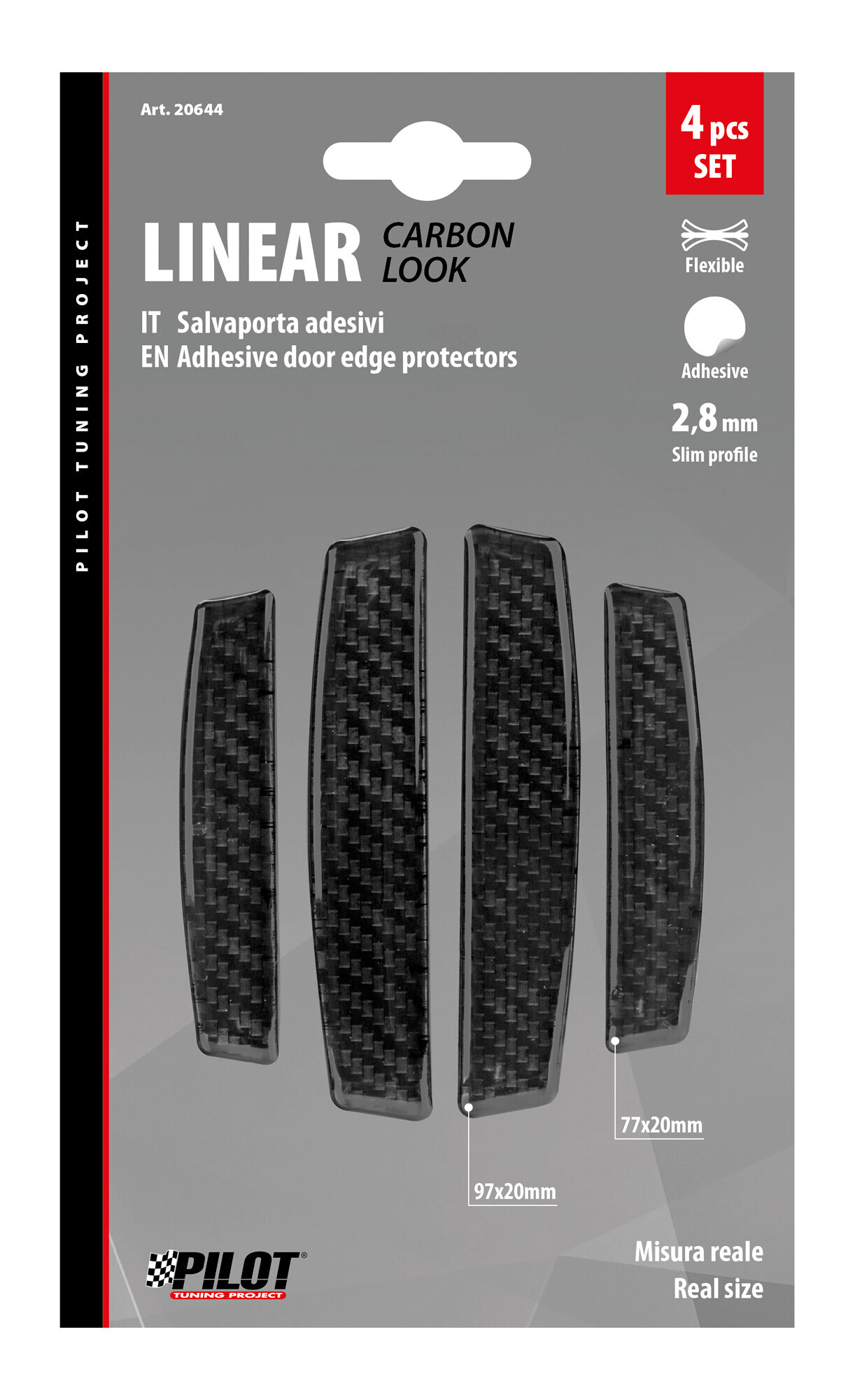 Linear, set 4 salvaporta adesivi - Carbon Look - immagine 3