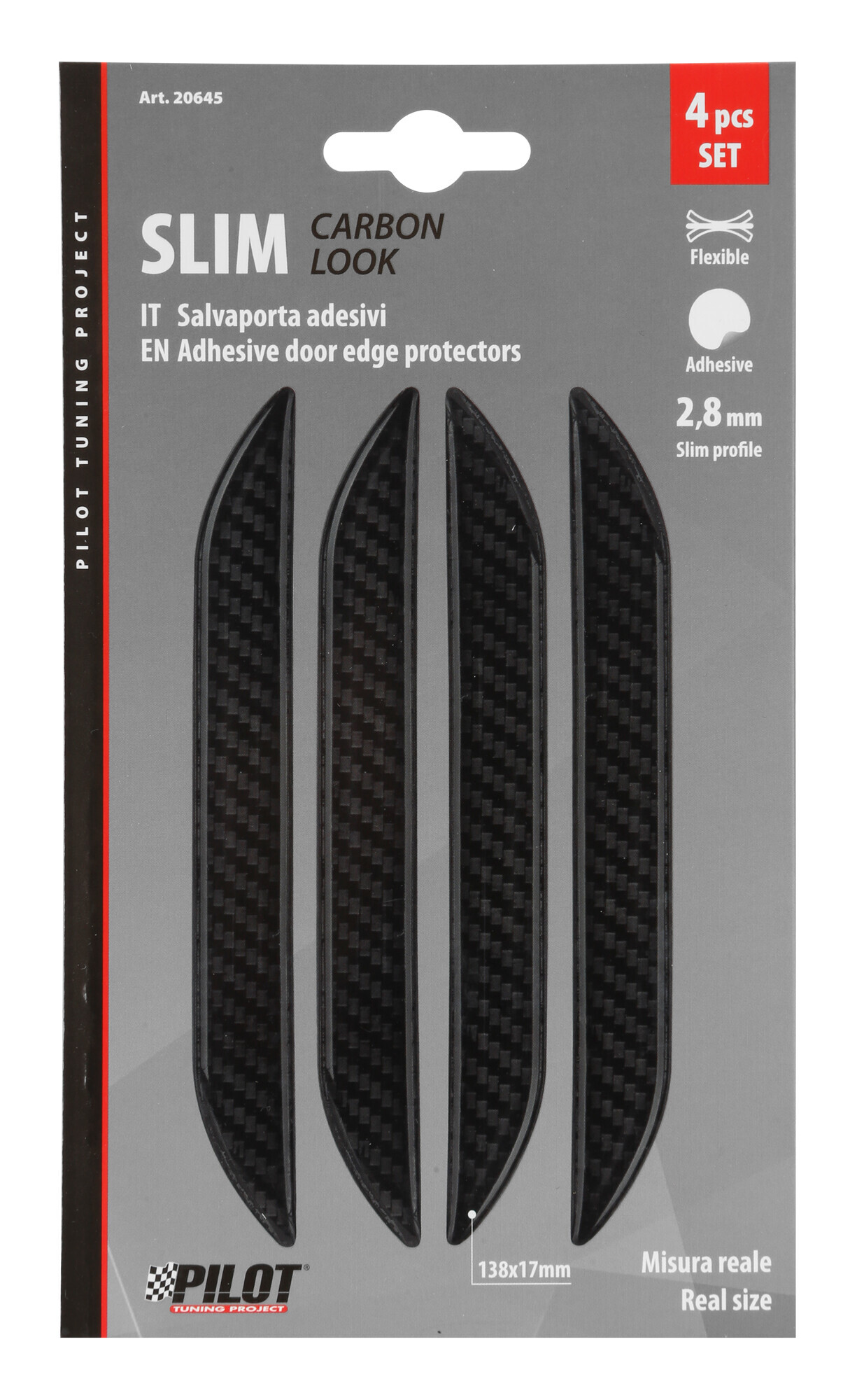 Slim, set 4 salvaporta adesivi - Carbon Look - immagine 3