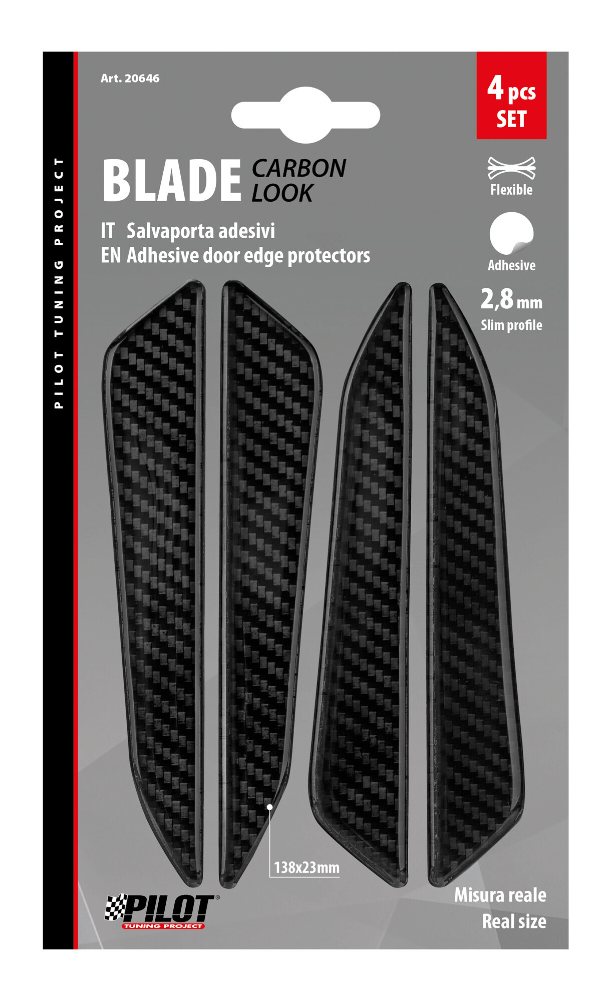 Blade, set 4 salvaporta adesivi - Carbon Look - immagine 3