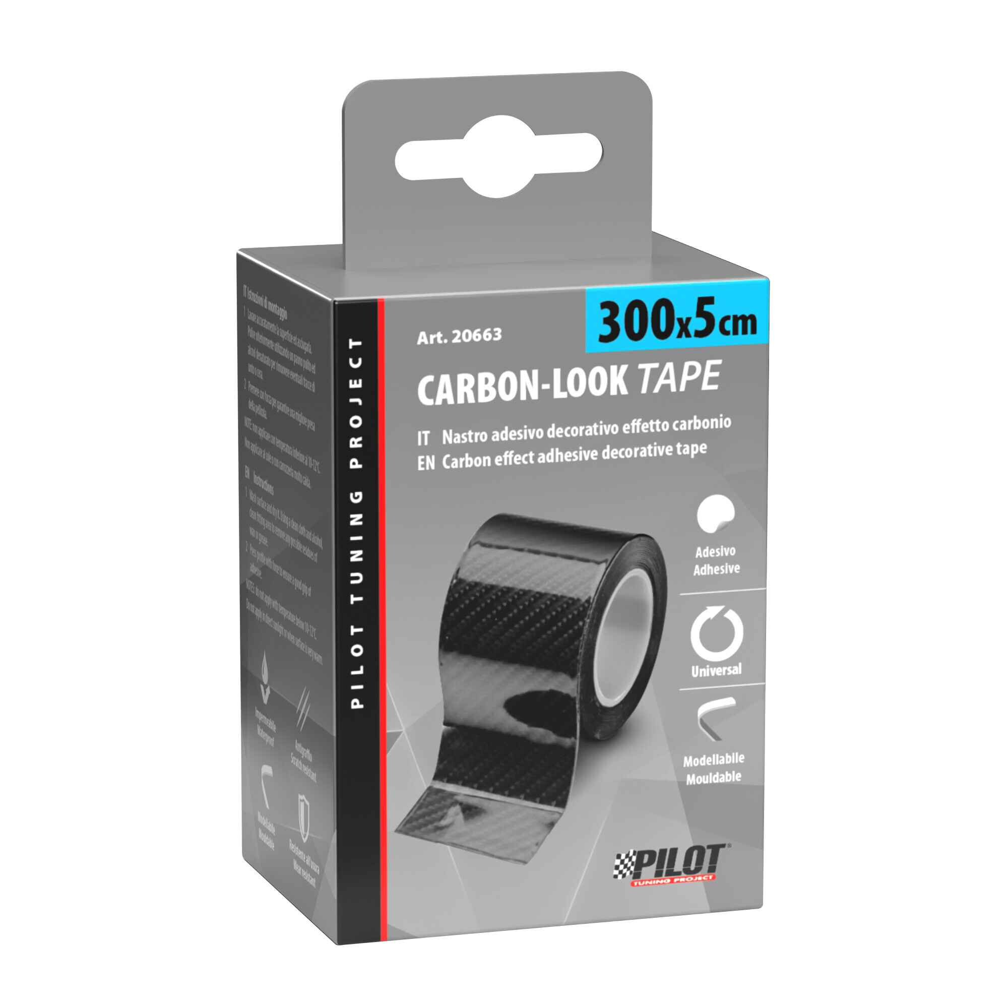 Carbon-Look Tape, nastro adesivo decorativo effetto carbonio - 300x5 cm - immagine 4