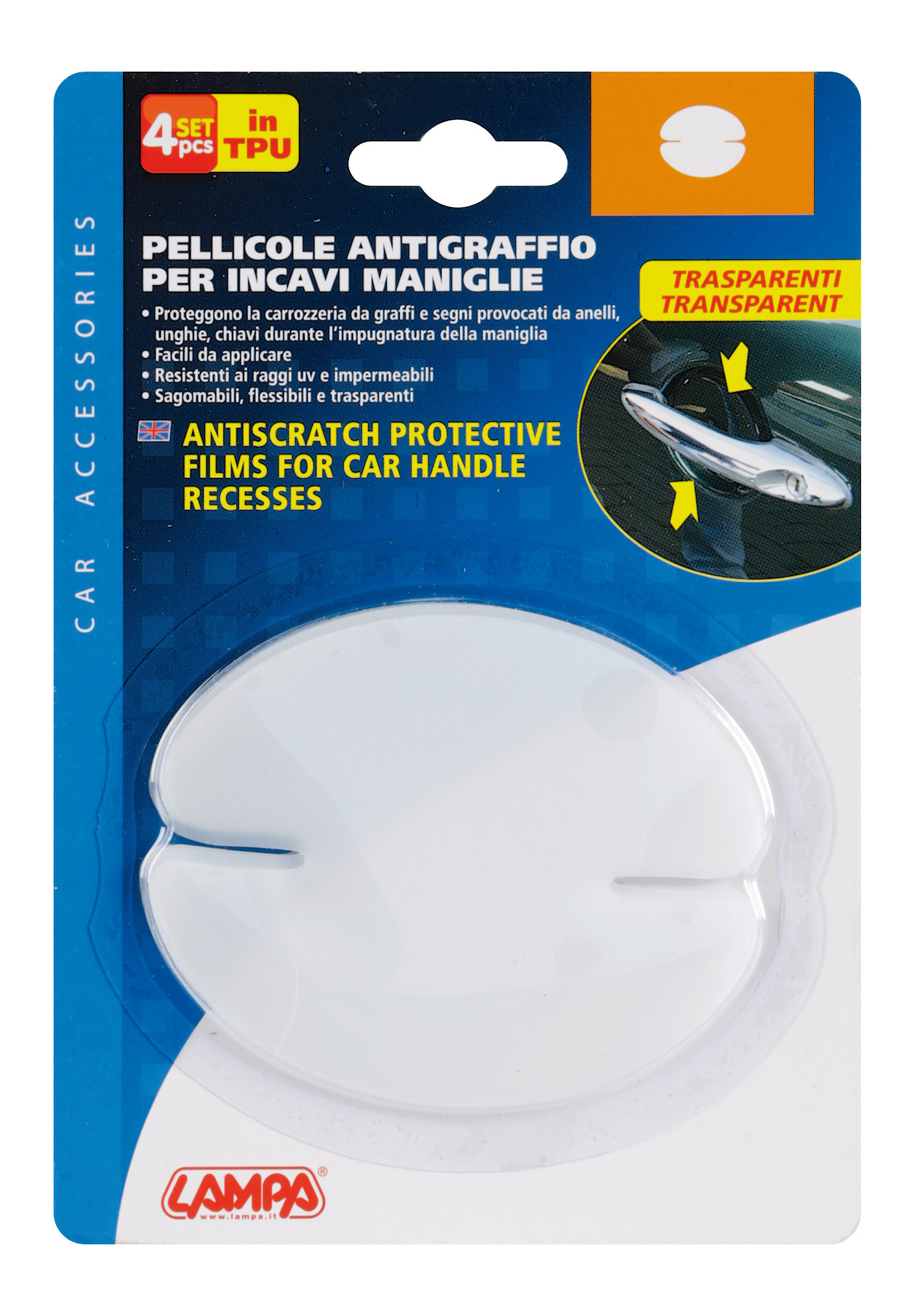 Pellicole antigraffio per incavi maniglie, set 4 pz - 9,5x8 cm - immagine 5