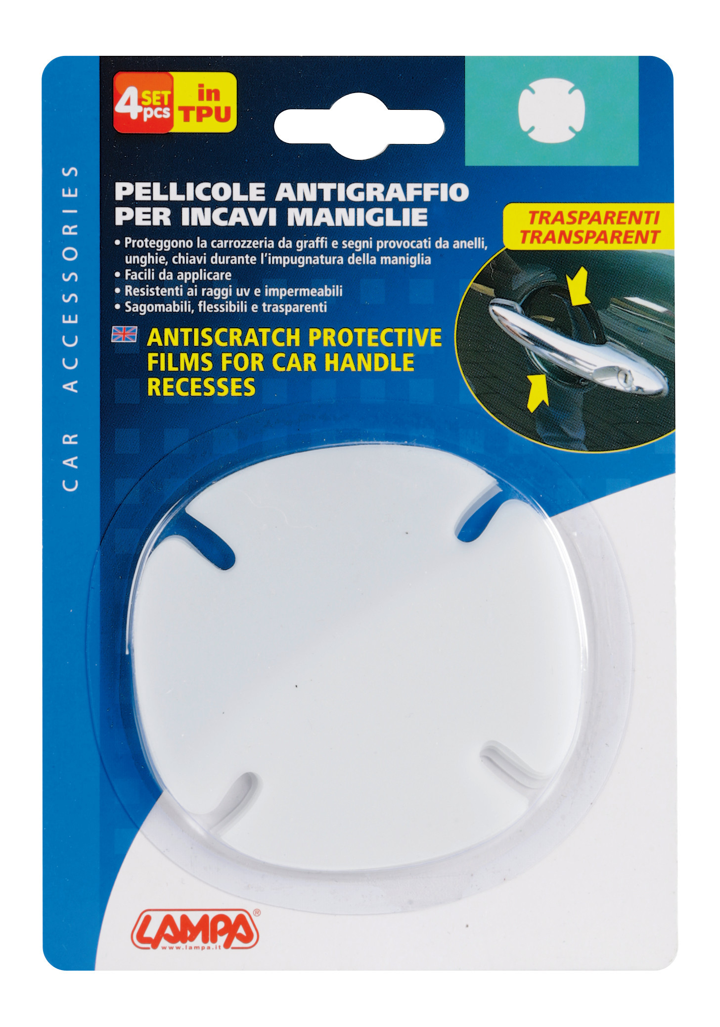 Pellicole antigraffio per incavi maniglie, set 4 pz - 8,8x8 cm - immagine 4