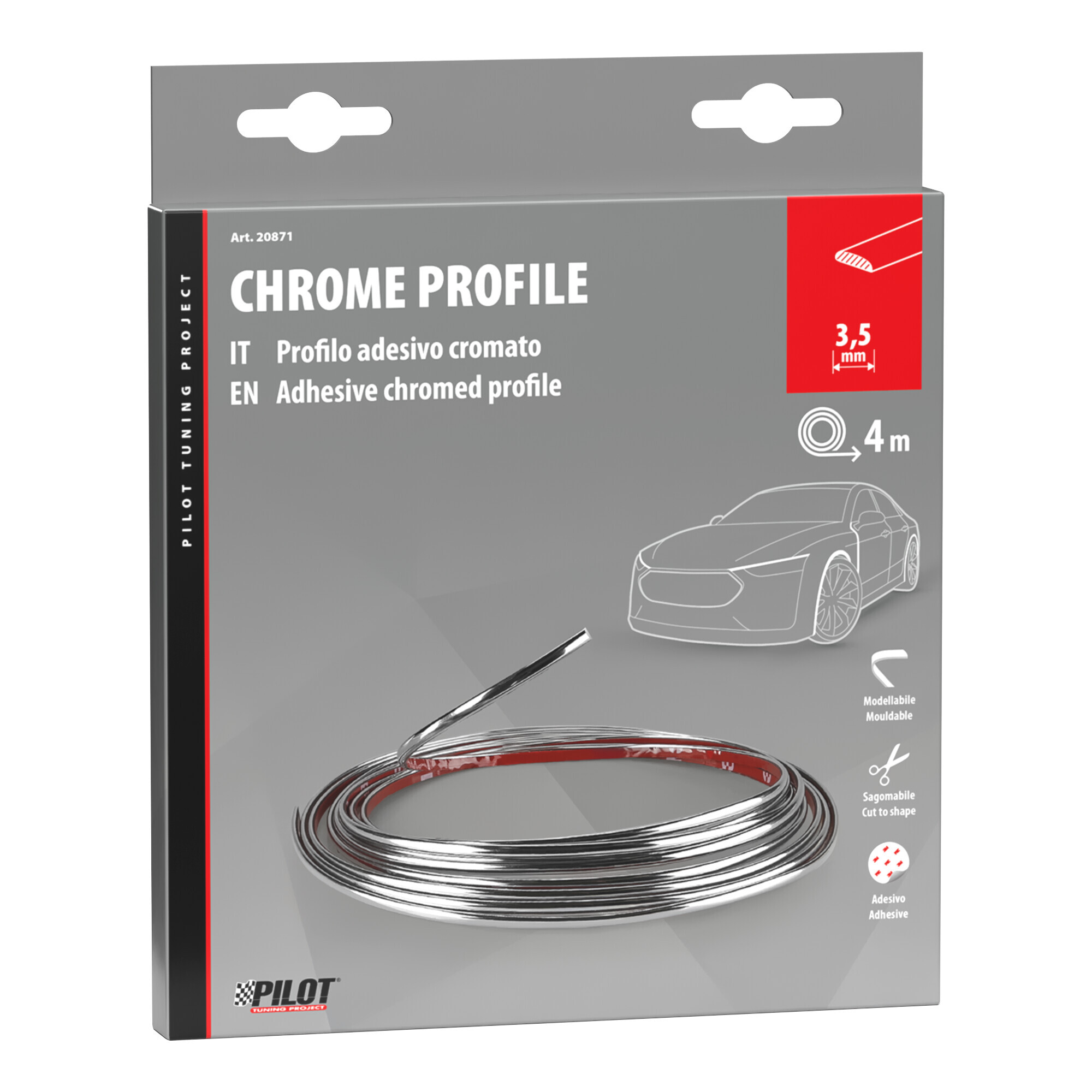 Profilo adesivo cromato - 4 m - 3,5 mm - immagine 4