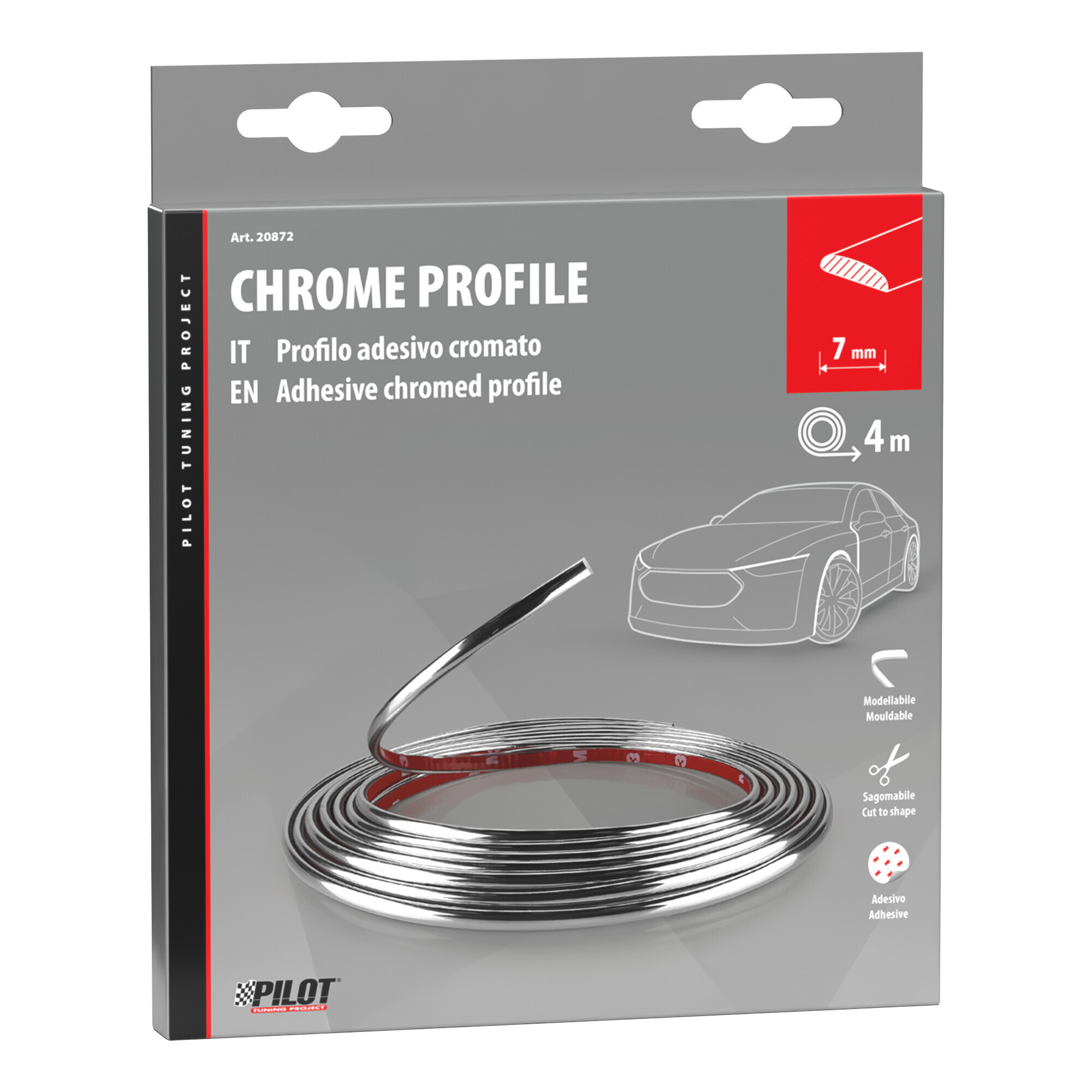 Profilo adesivo cromato - 4 m - 7 mm - immagine 2