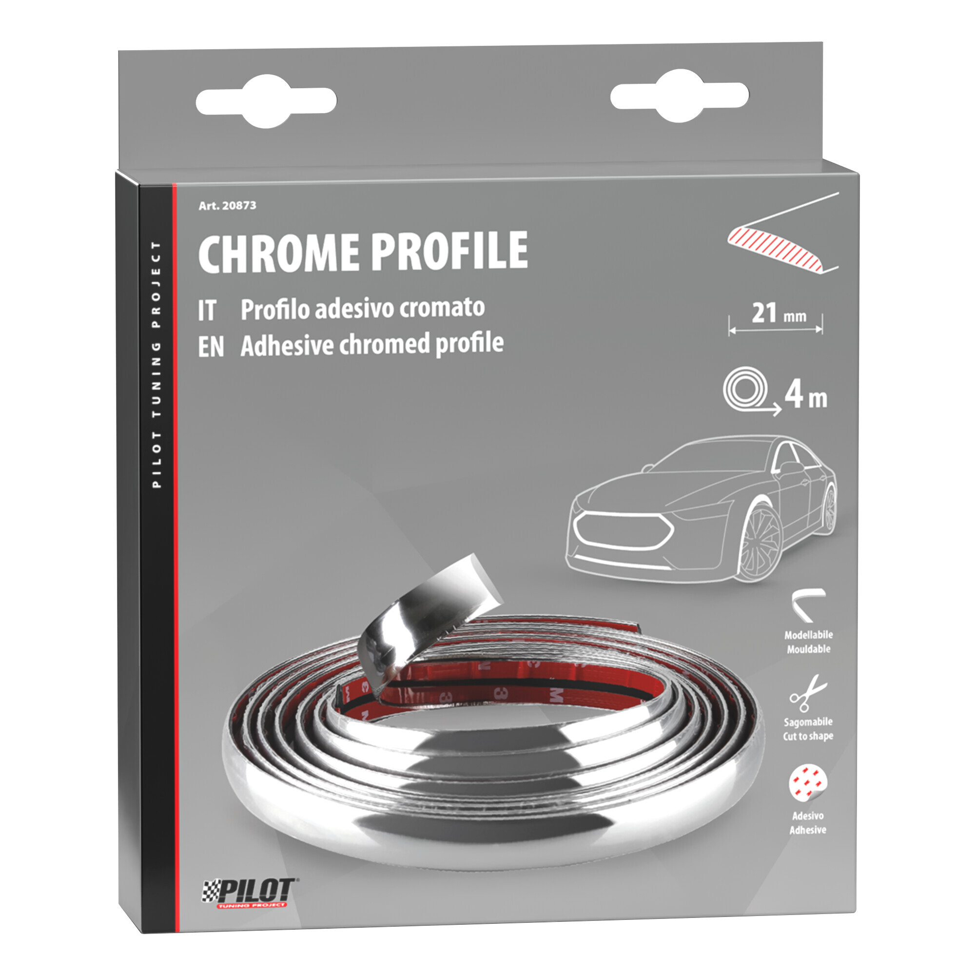 Profilo adesivo cromato - 4 m - 21 mm - immagine 2