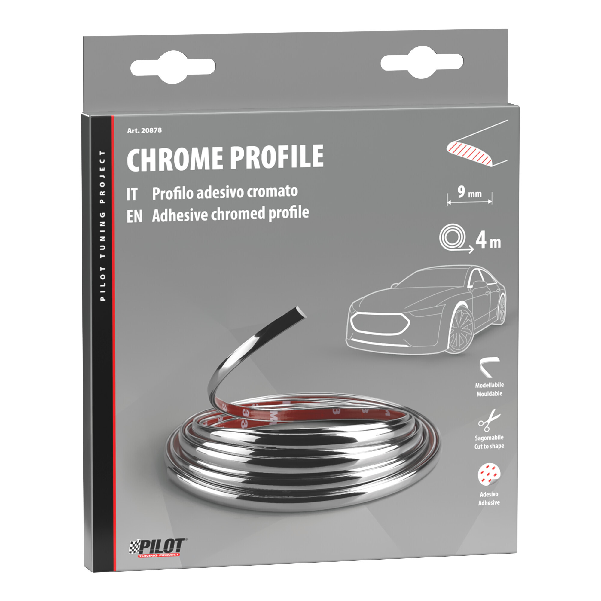 Profilo adesivo cromato - 4 m - 9 mm - immagine 2
