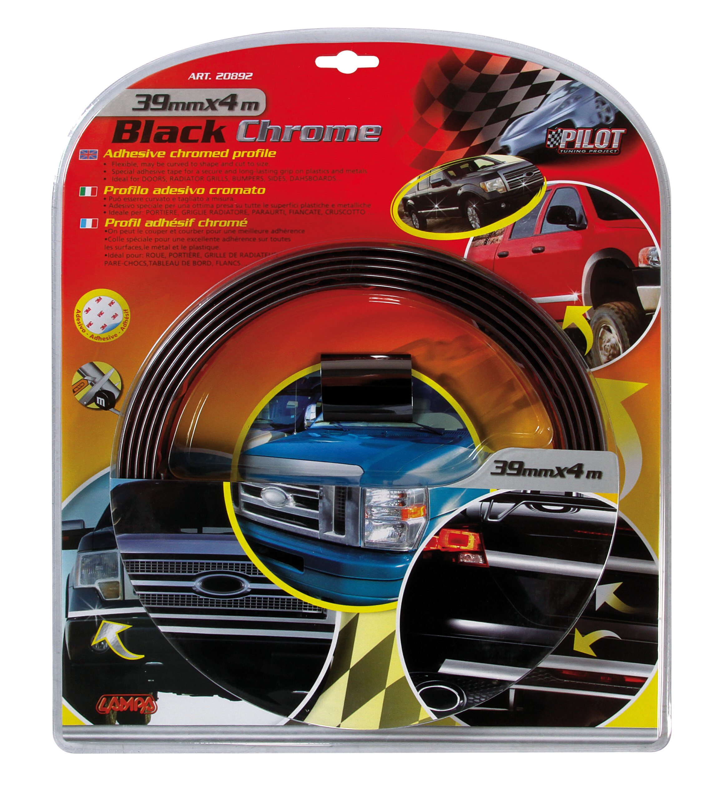 Profilo adesivo cromato nero - 4 m - 39 mm - immagine 3