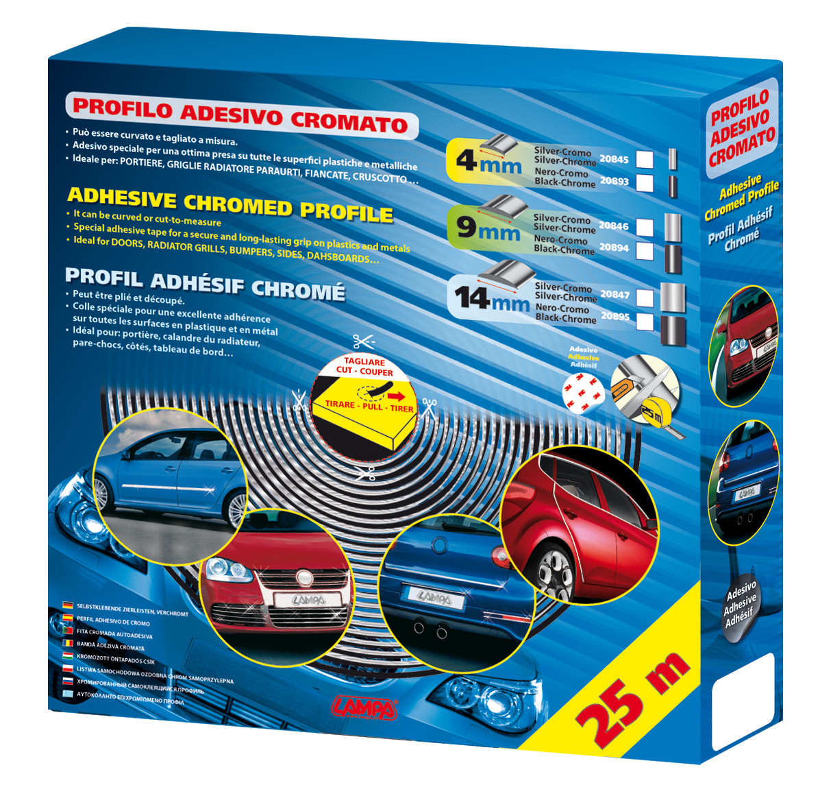 Profilo adesivo cromato nero - 25 m - 4 mm - immagine 2
