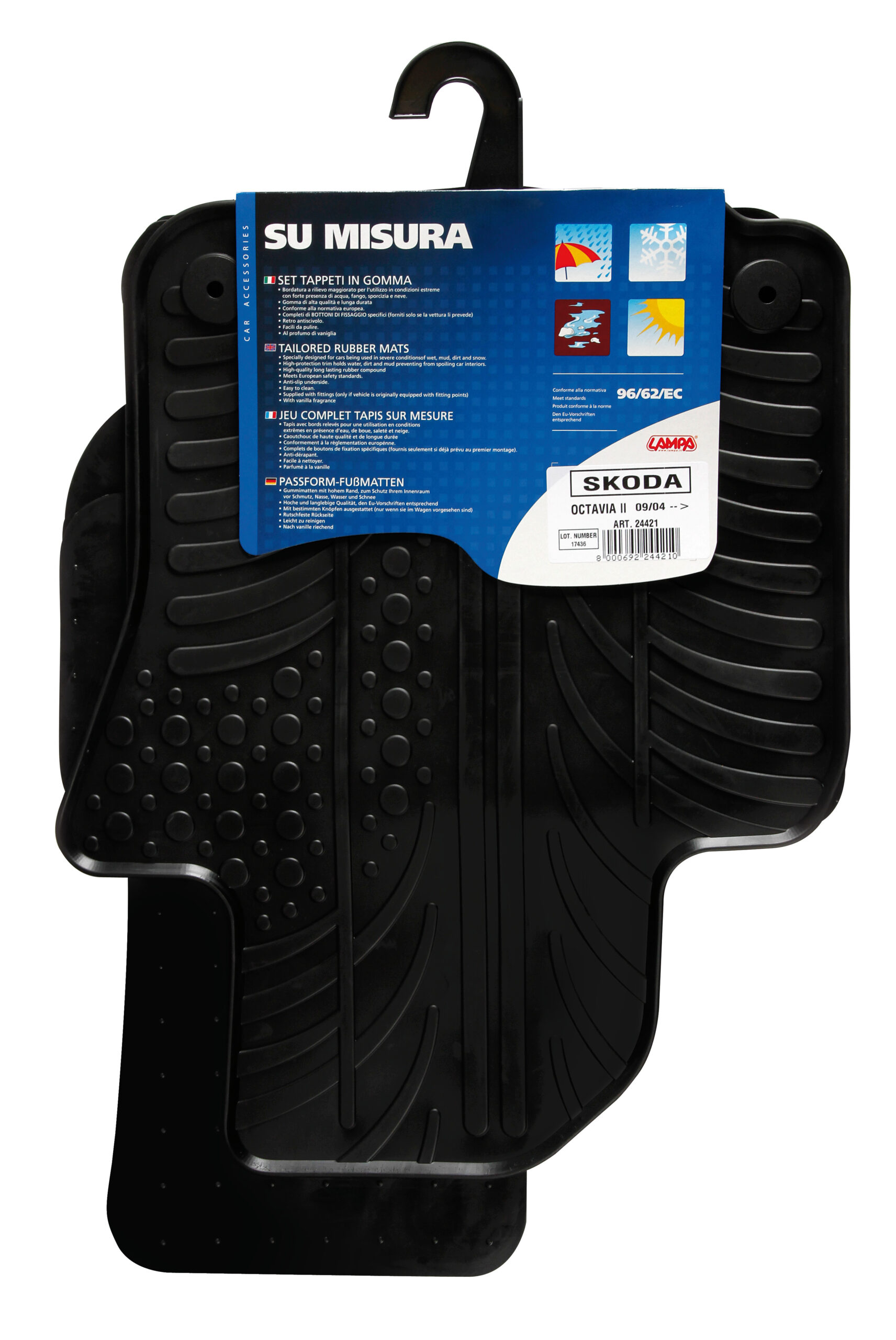 Set tappeti su misura in gomma - compatibile per Skoda Octavia 5p (09/04>02/13) - Skoda Octavia Wagon (01/05>04/13) - immagine 2