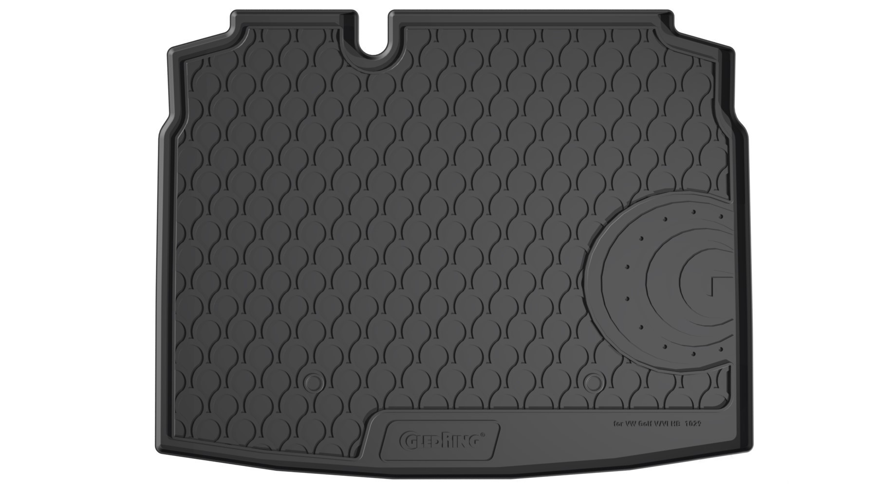 Vasca baule su misura in gomma sintetica - compatibile per Volkswagen Golf V 3p (11/03>10/08) con ruotino - Volkswagen Golf V 5p (11/03>10/08) con ruotino - Volkswagen Golf VI 3p (11/08>10/12) con ruotino - Volkswagen Golf VI 5p (11/08>10/12) con ruotino