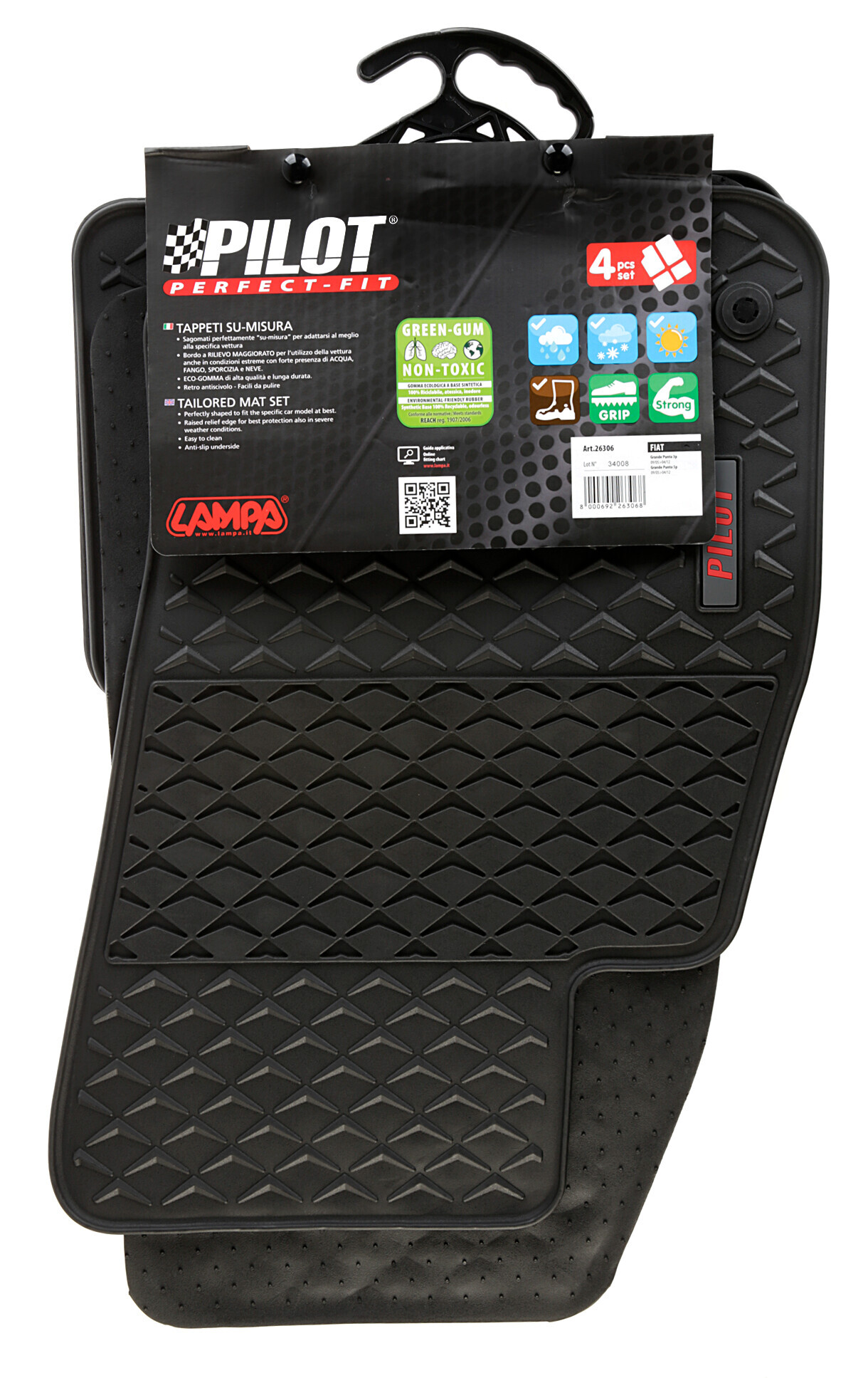 Pilot, set tappeti su misura in eco gomma - compatibile per Fiat Grande Punto 3p (09/05>04/12) - Fiat Grande Punto 5p (09/05>04/12) - immagine 2
