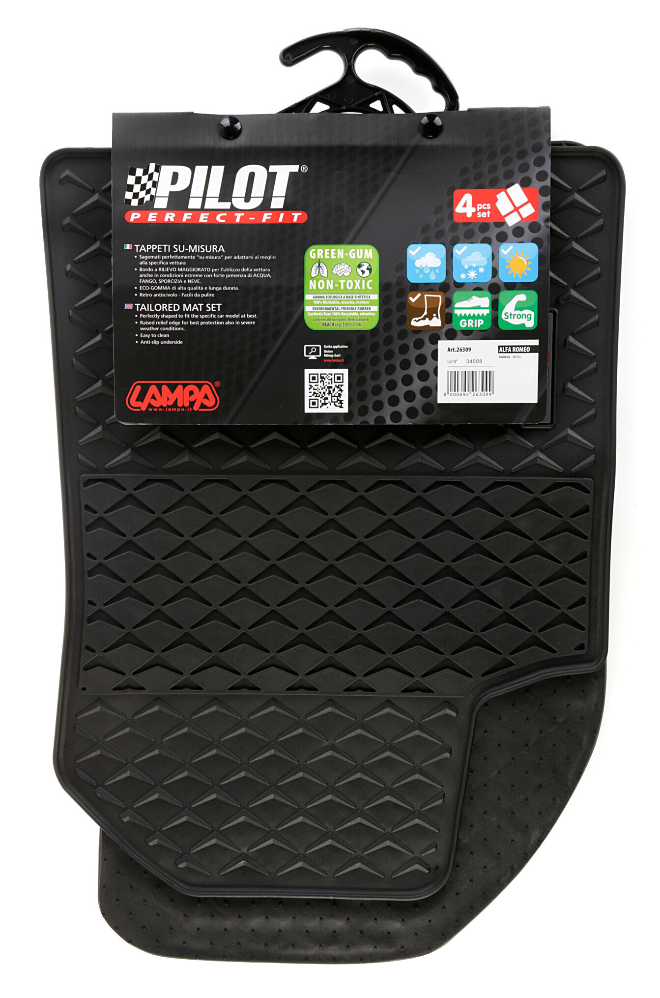 Pilot, set tappeti su misura in eco gomma - compatibile per Alfa Romeo Giulietta (04/10>04/21) - immagine 11