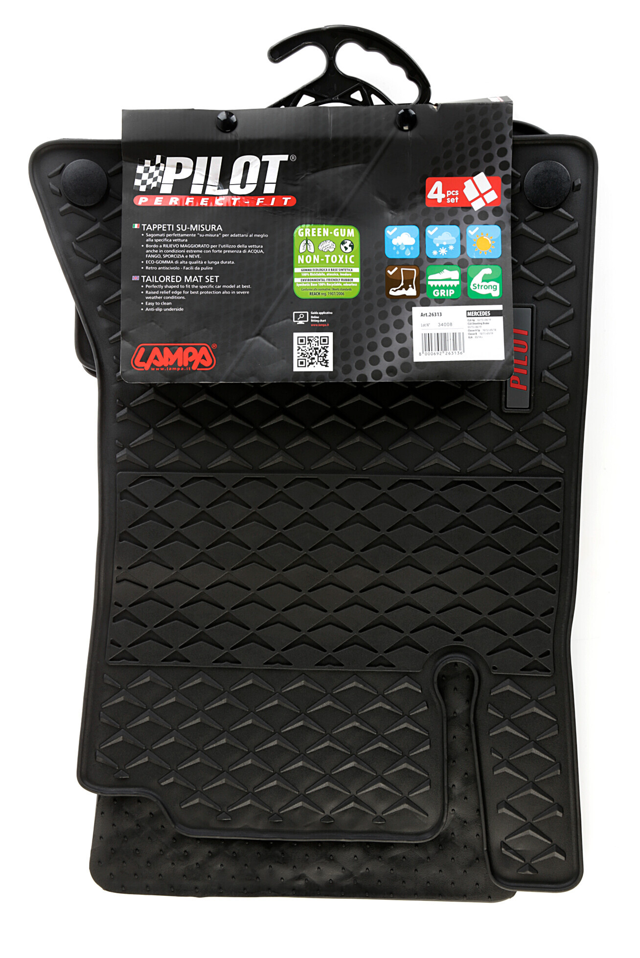 Pilot, set tappeti su misura in eco gomma - compatibile per Mercedes CLA 4p (02/13>04/19) - Mercedes CLA Shooting Brake (03/13>07/19) - Mercedes Classe A 5p (10/12>05/18) - Mercedes Classe B (10/11>01/19) - Mercedes GLA (03/14>03/20) - immagine 11