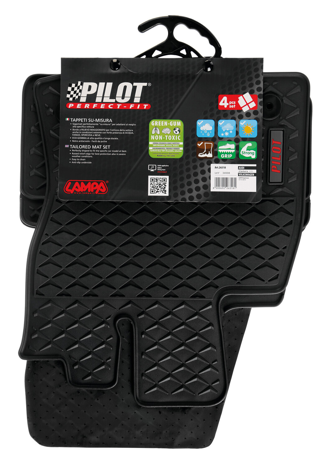 Pilot, set tappeti su misura in eco gomma - compatibile per Audi A3 Sportback (11/12>04/20) - Volkswagen Golf VII Sportsvan (05/14>08/18) - immagine 11