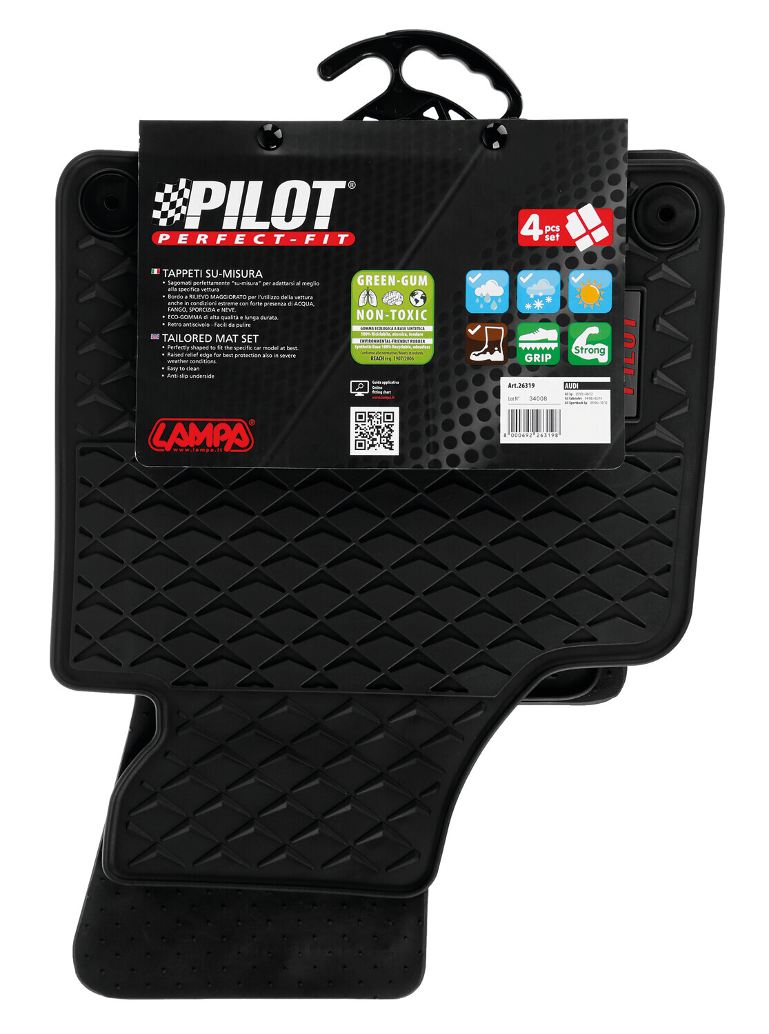 Pilot, set tappeti su misura in eco gomma - compatibile per Audi A3 3p (05/03>08/12) - Audi A3 Cabriolet (04/08>02/14) - Audi A3 Sportback (09/04>10/12) - immagine 11