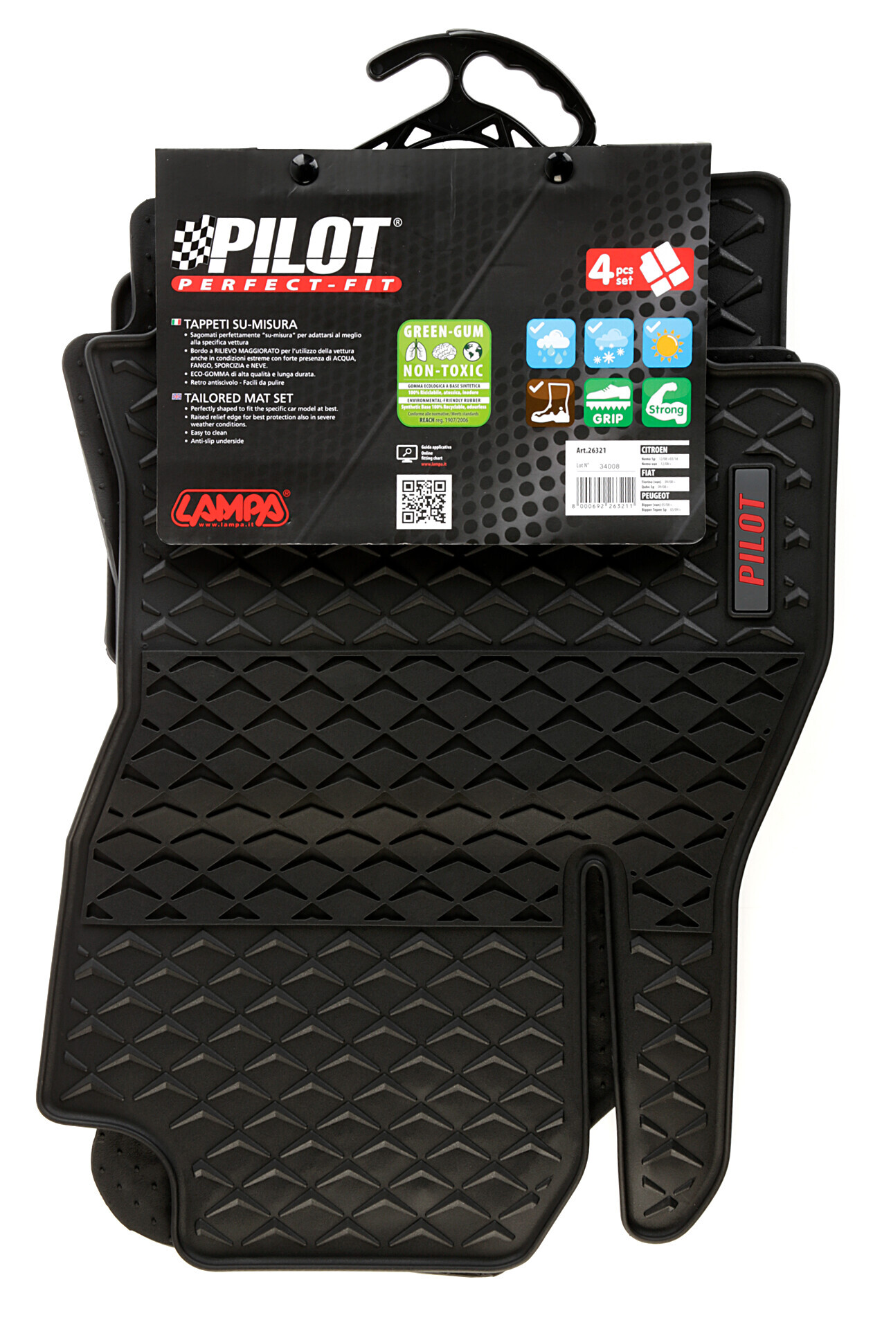 Pilot, set tappeti su misura in eco gomma - compatibile per Citroen Nemo 5p (12/08>03/14) - Citroen Nemo Van (12/08>03/14) - Fiat Fiorino (11/07>) - Fiat Qubo 5p (09/08>05/20) - Peugeot Bipper (05/08>09/17) - Peugeot Bipper Tepee (03/09>12/17) - immagine 11