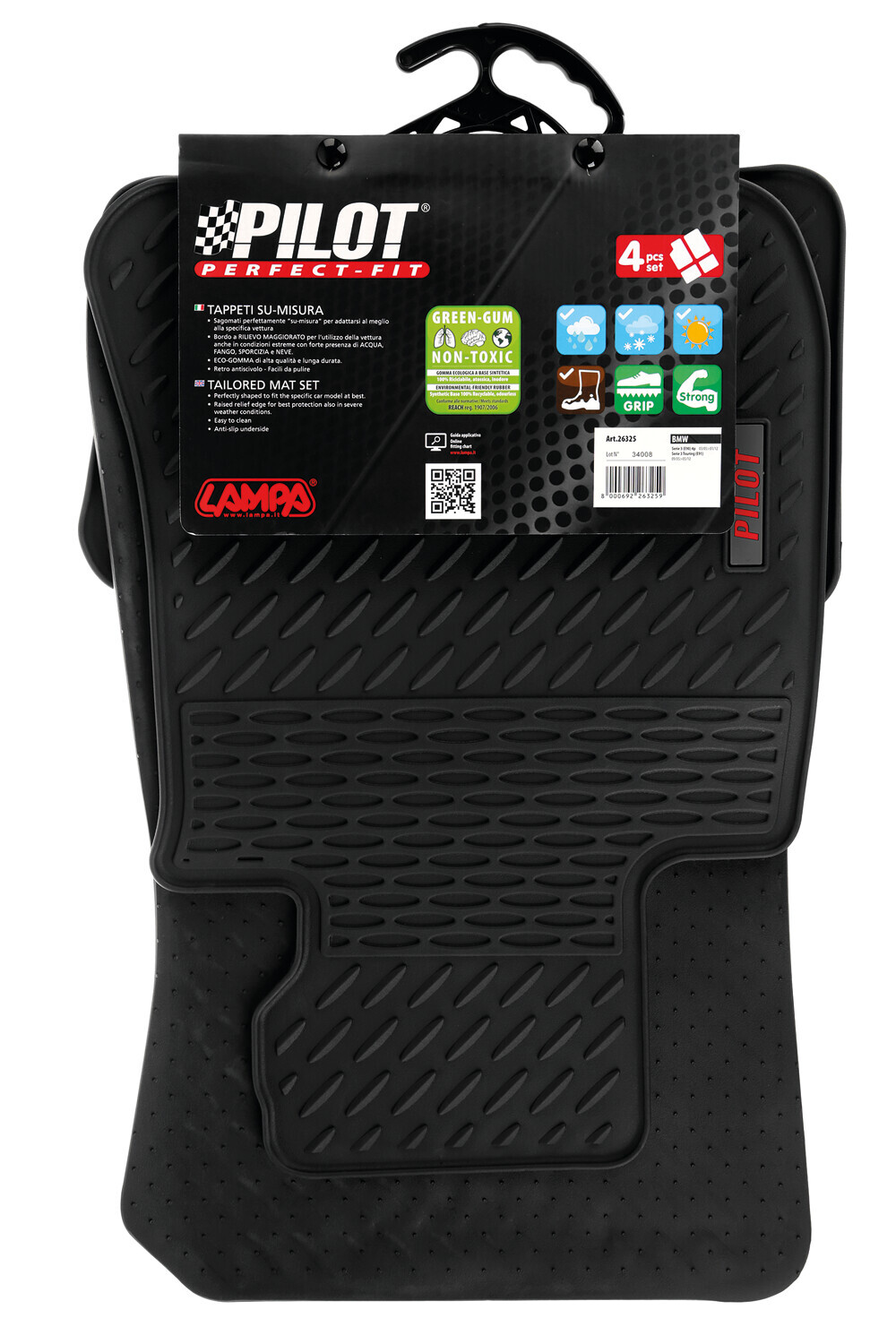 Pilot, set tappeti su misura in eco gomma - compatibile per Bmw Serie 3 (E90) (03/05>01/12) - Bmw Serie 3 Touring (E91) (09/05>05/12) - immagine 11
