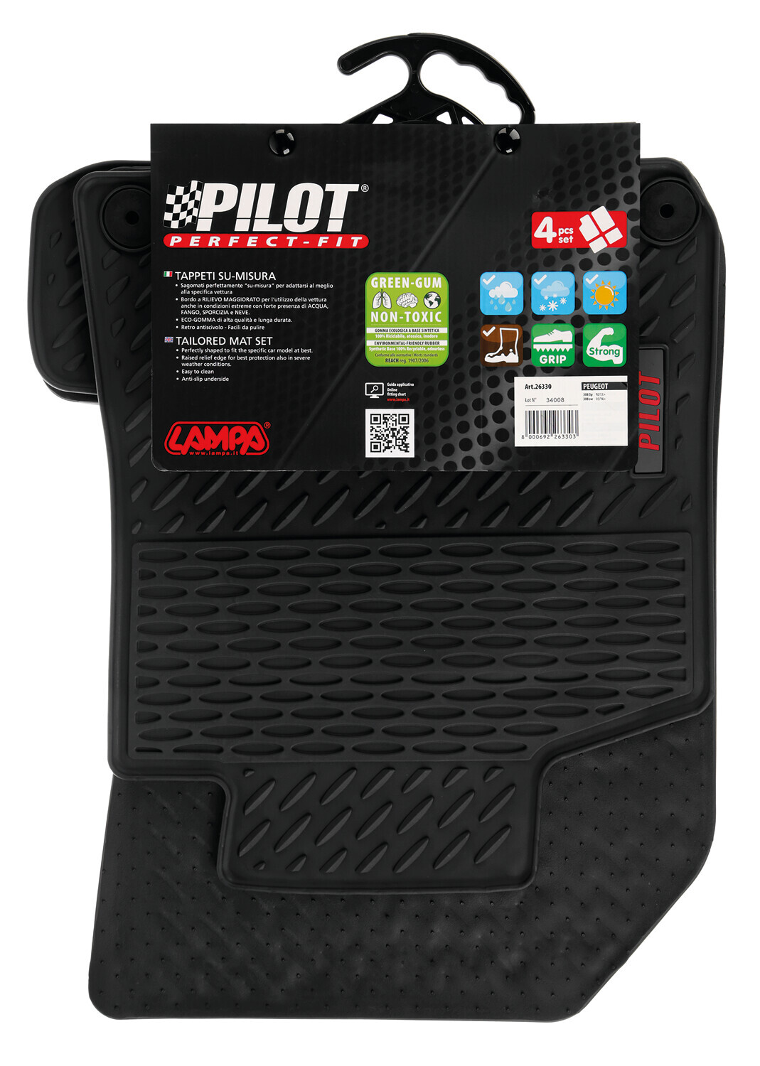 Pilot, set tappeti su misura in eco gomma - compatibile per Peugeot 308 5p (10/13>07/21) - Peugeot 308 sw (05/14>08/21) - immagine 11