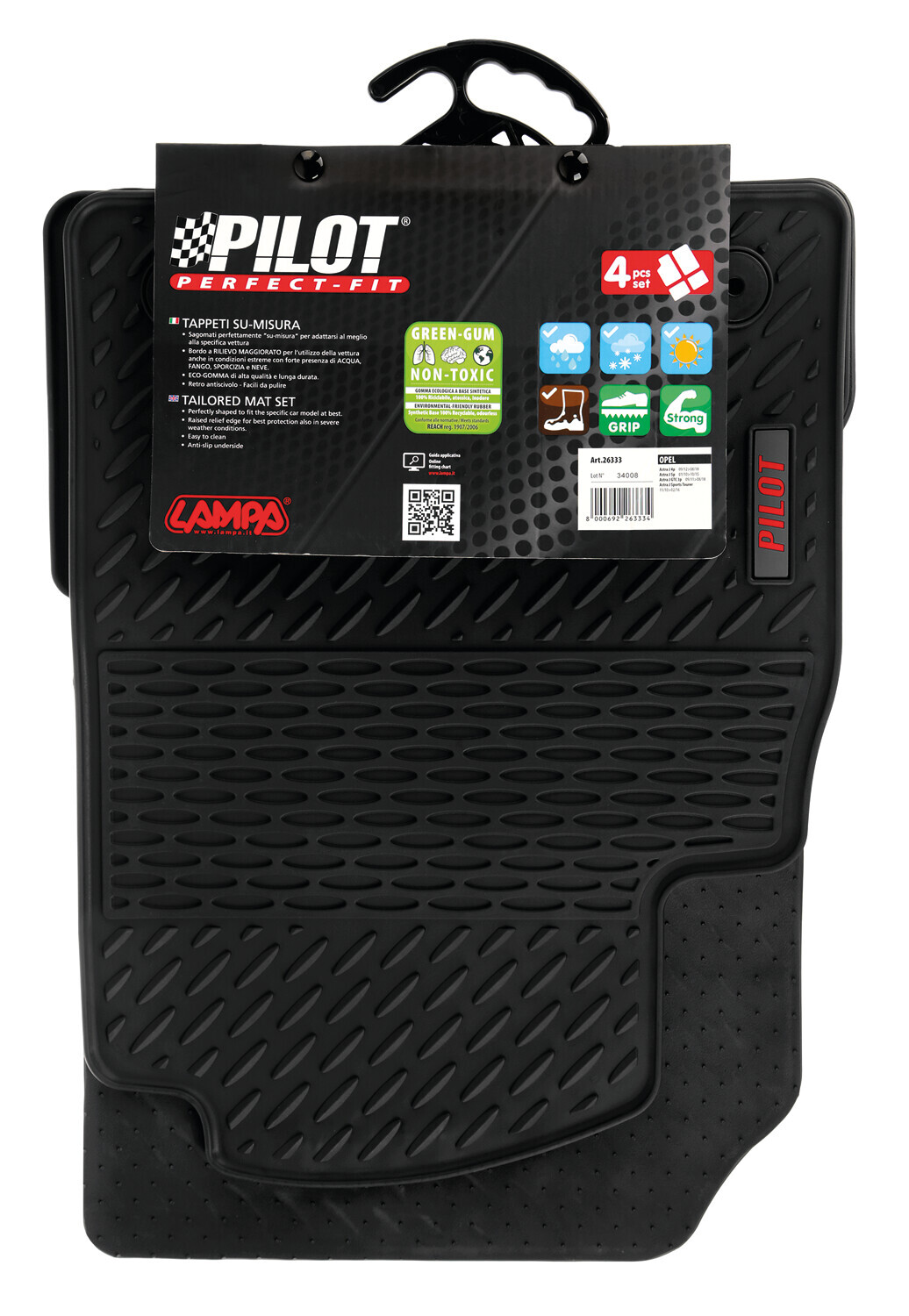 Pilot, set tappeti su misura in eco gomma - compatibile per Opel Astra J 4p (09/12>08/18) - Opel Astra J 5p (01/10>10/15) - Opel Astra J GTC (09/11>08/18) - Opel Astra J Sports Tourer (11/10>02/16) - immagine 11