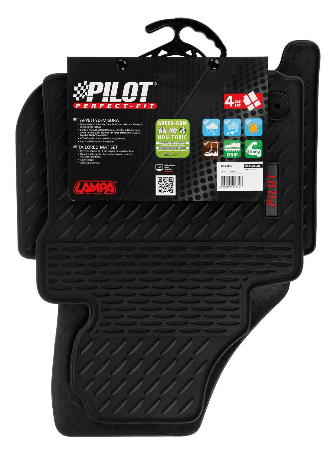 Pilot, set tappeti su misura in eco gomma - compatibile per Volkswagen Touran (05/03>08/15) - immagine 11