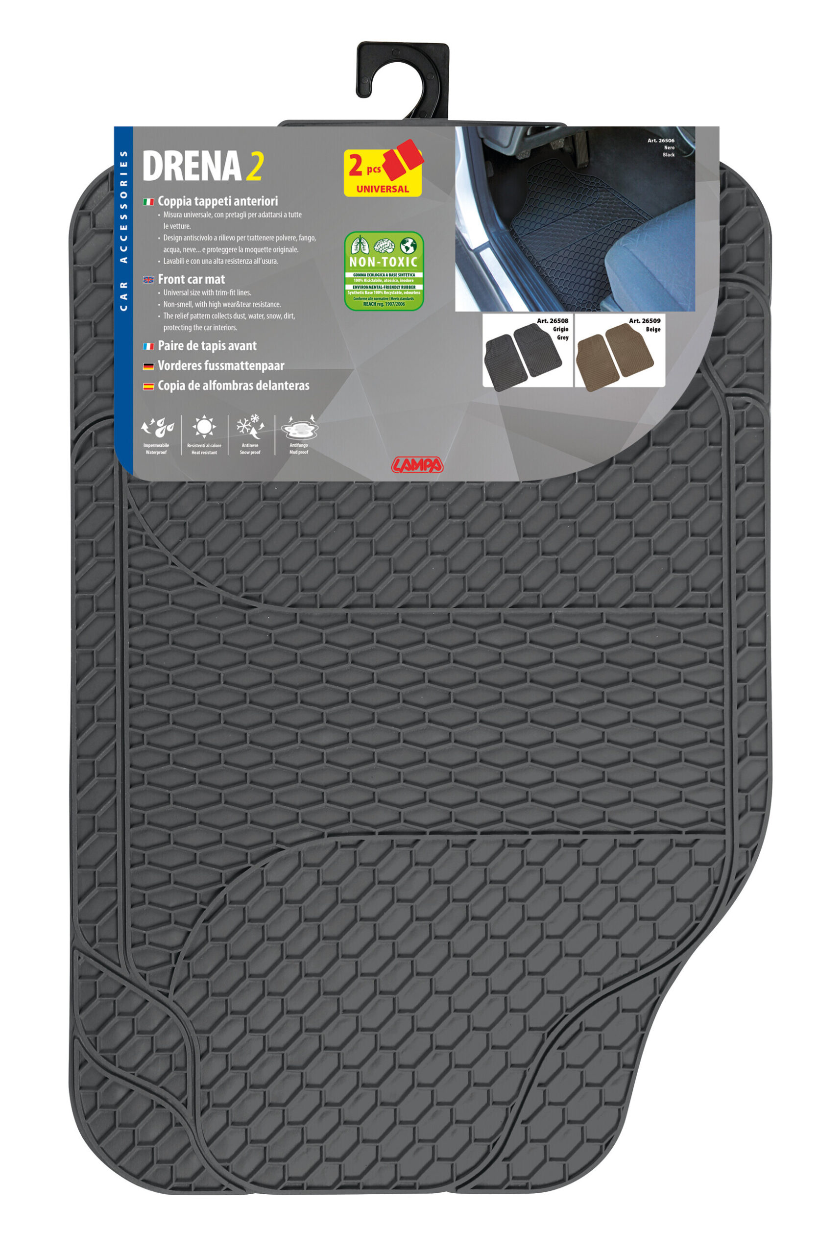 Drena 2, coppia tappeti anteriori universali - Grigio - immagine 2