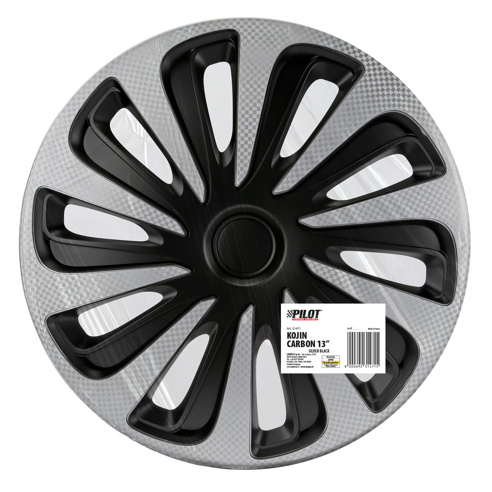 Kojin Carbon Silver-Black, copricerchio - Ø 13” - immagine 2