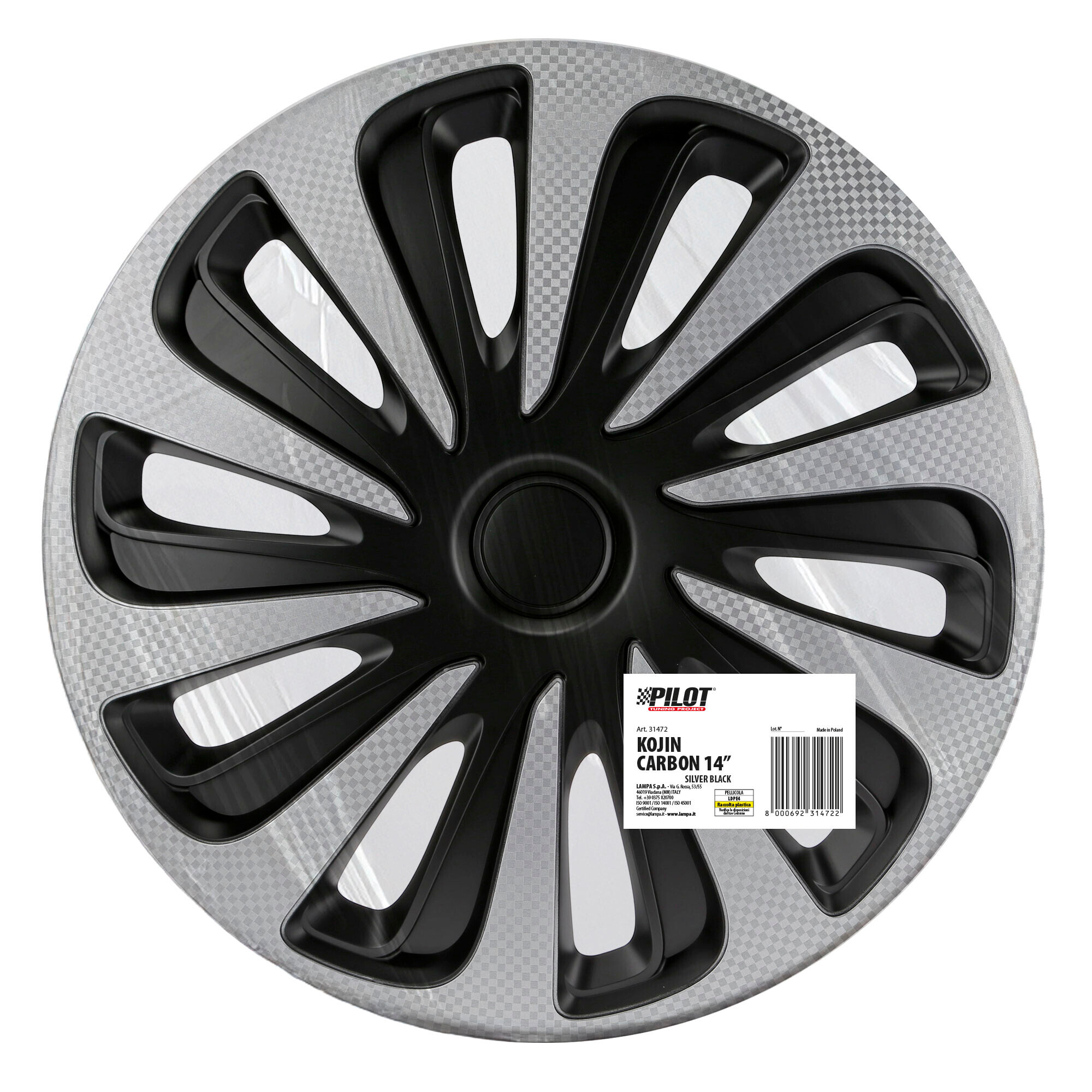 Kojin Carbon Silver-Black, copricerchio - Ø 14” - immagine 2