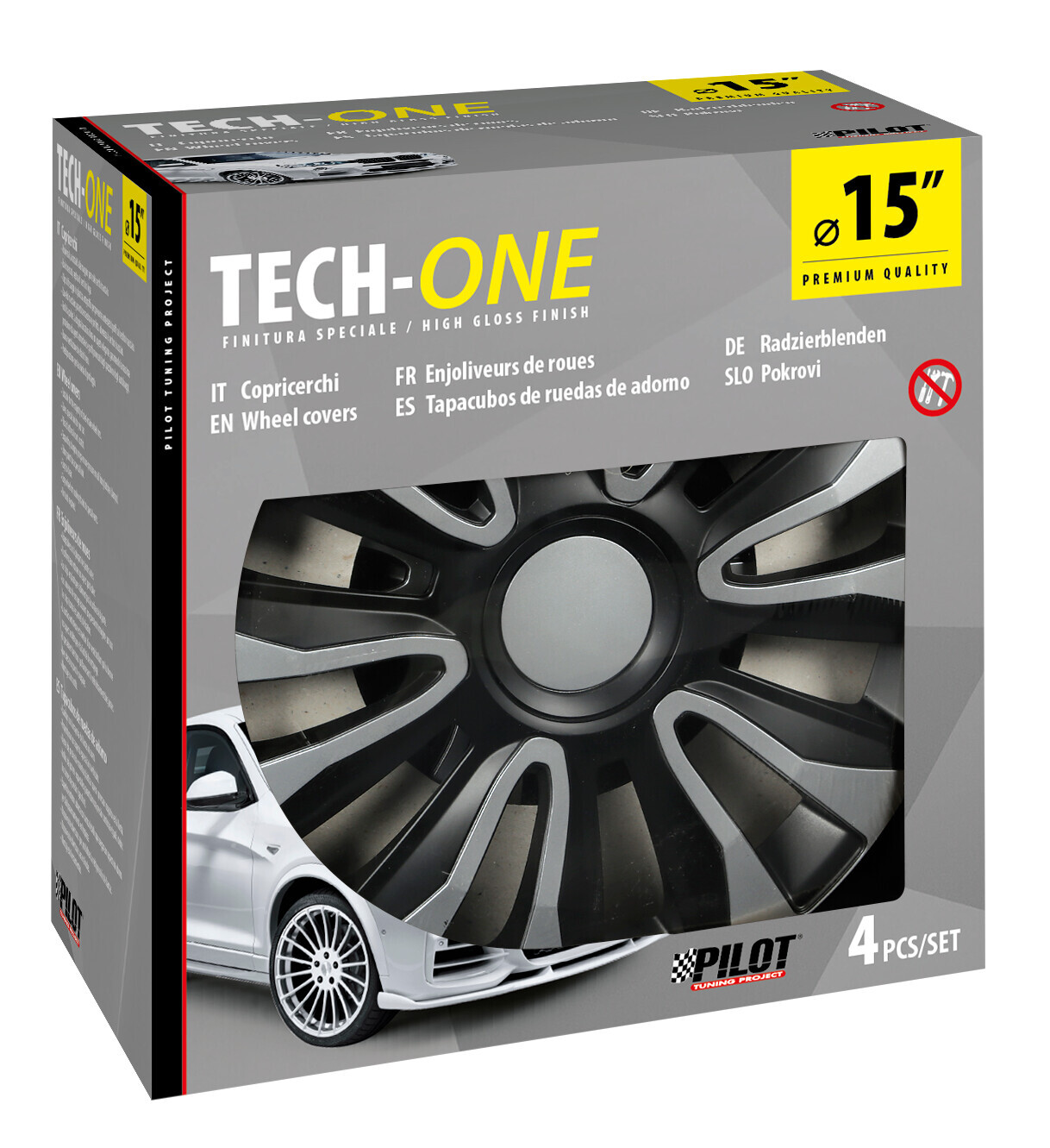 Avalone Silver & Black - Set 4 copricerchi - Ø 15" - immagine 2