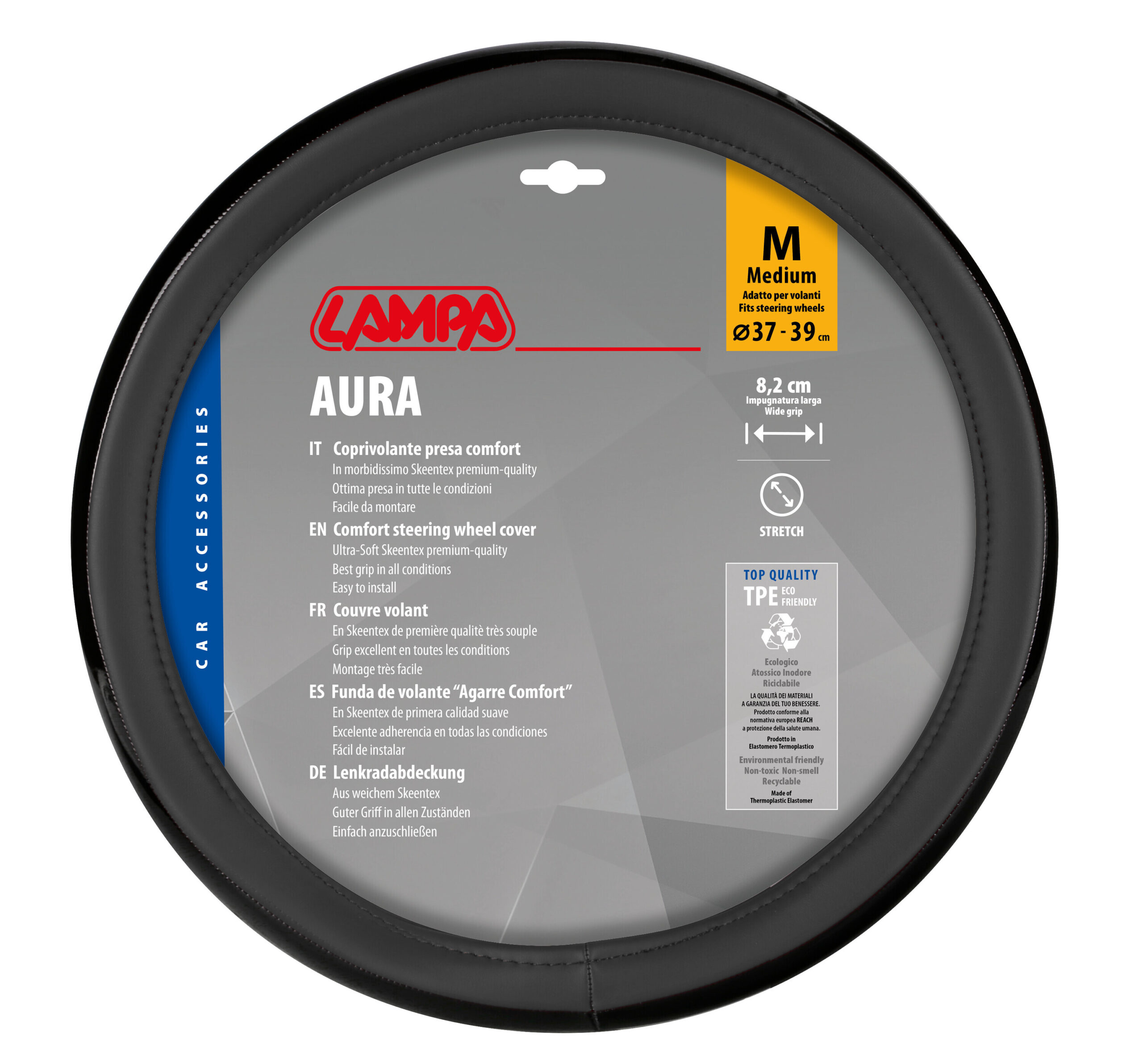 Aura, coprivolante in Skeentex - M - Ø 37/39 cm - Nero - immagine 3