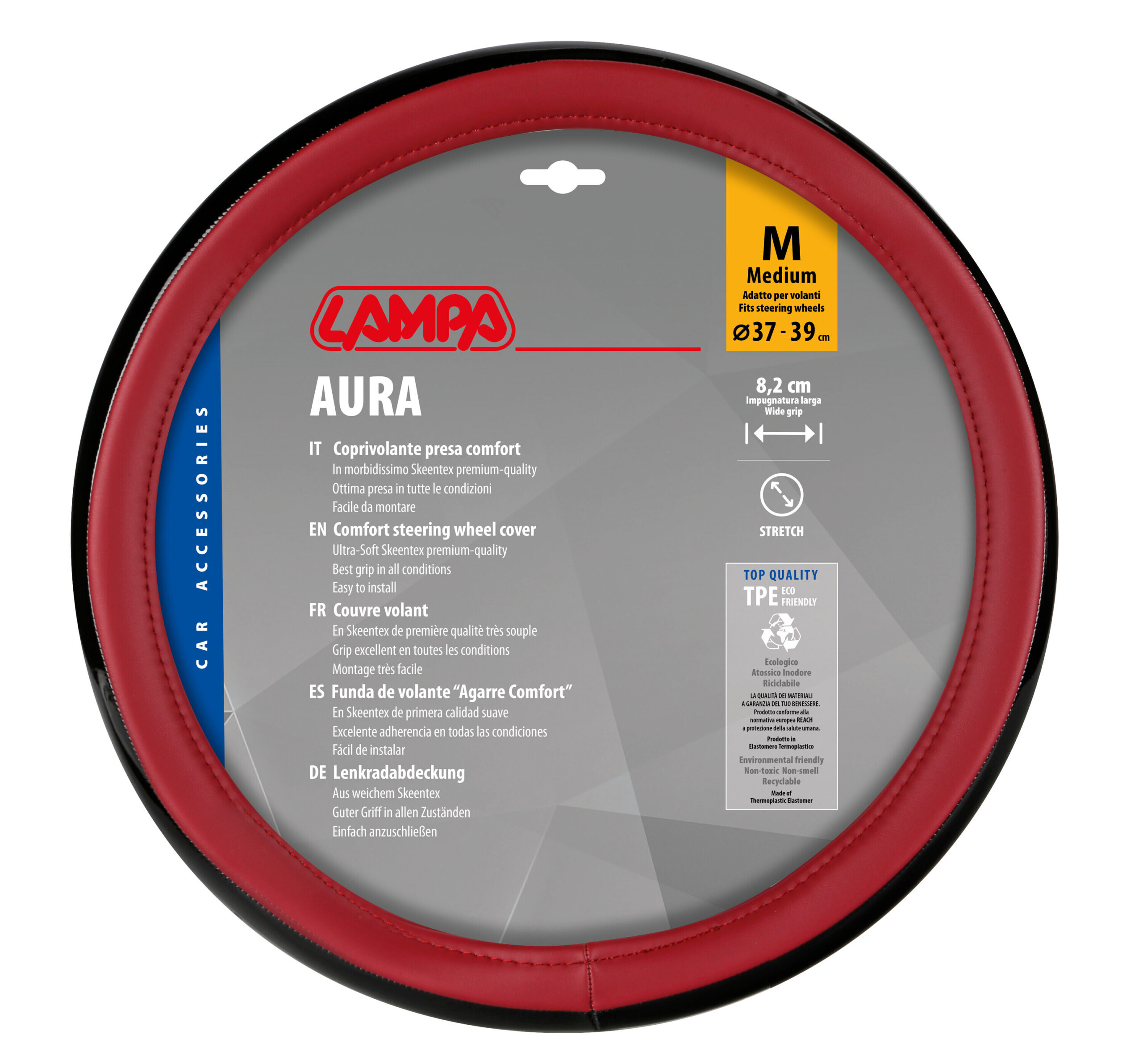 Aura, coprivolante in Skeentex - M - Ø 37/39 cm - Rosso - immagine 3
