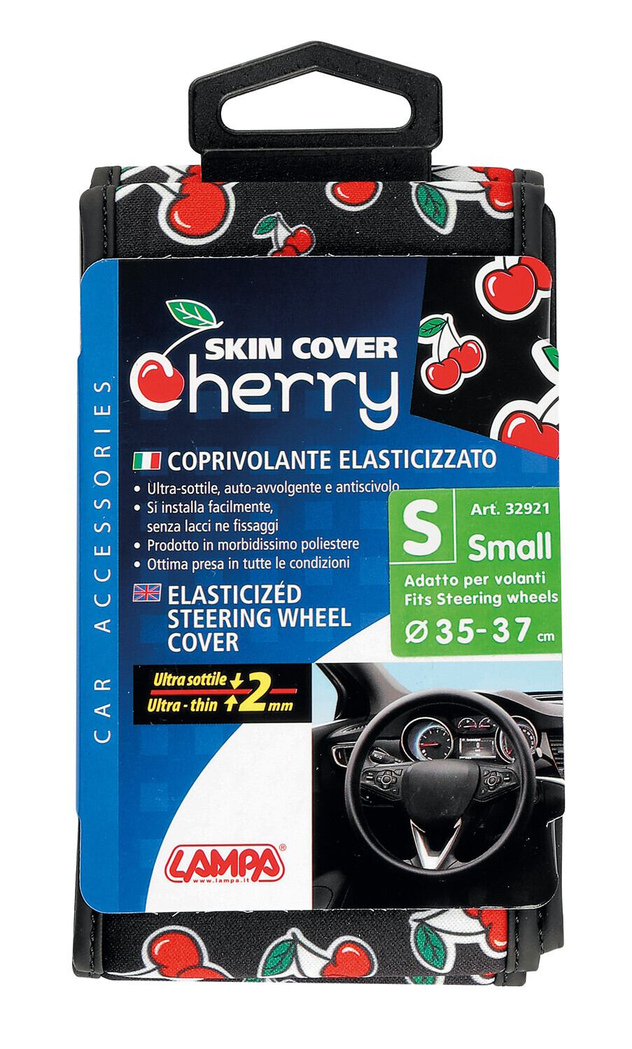 Skin-Cover, coprivolante elasticizzato in poliestere - Ciliegie - S - Ø 35/37 cm - immagine 3