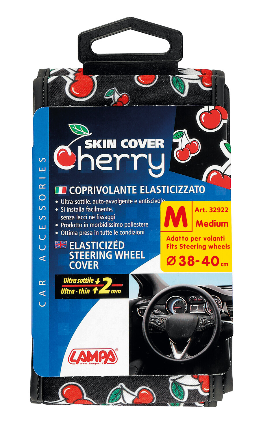 Skin-Cover, coprivolante elasticizzato in poliestere - Ciliegie - M - Ø 38/40 cm - immagine 3
