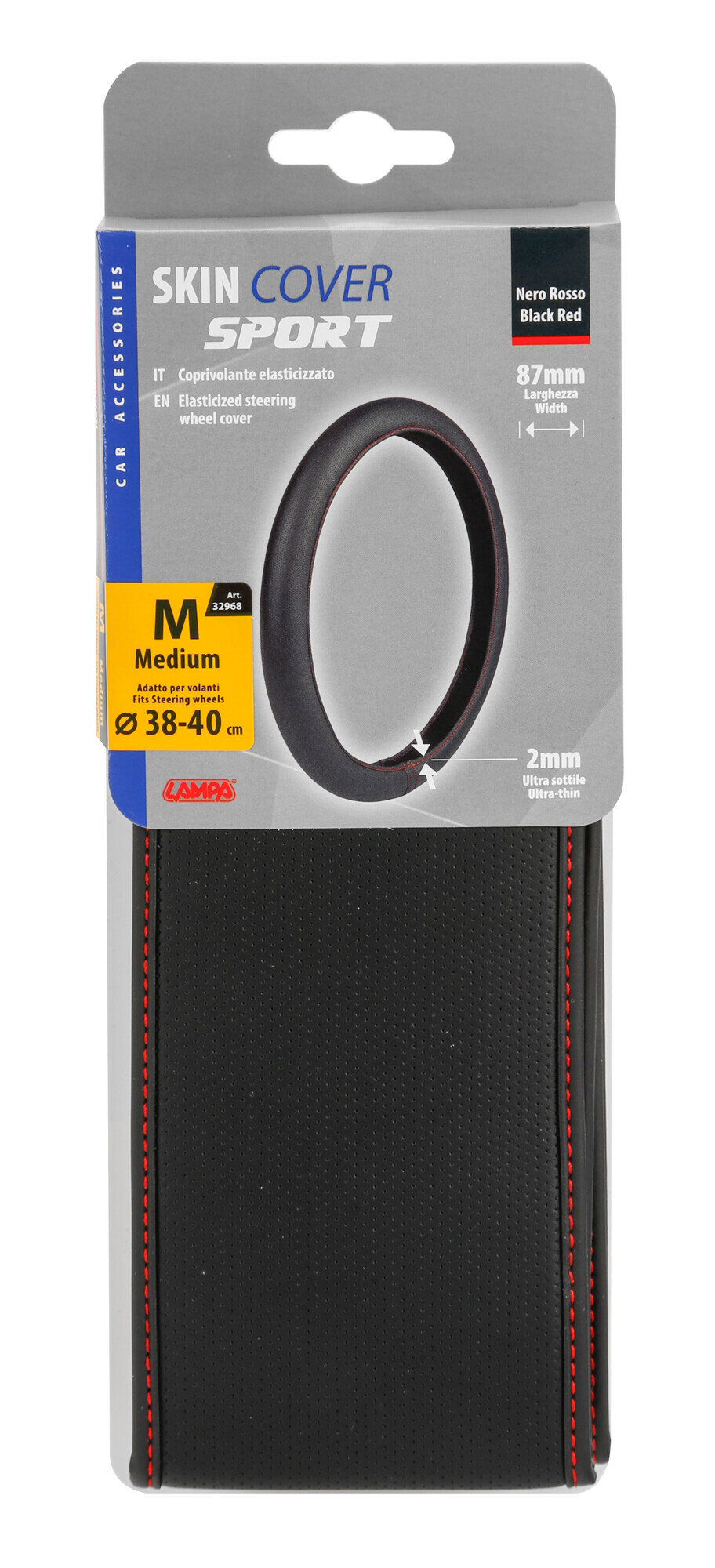 Skin-Cover, coprivolante elasticizzato in Skeentex - Nero/Rosso - M - Ø 38/40 cm - immagine 3