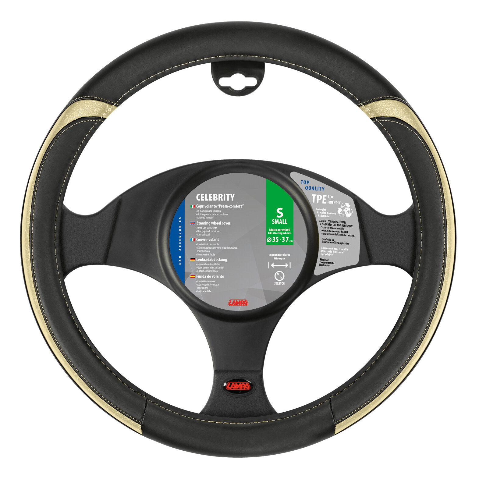 Celebrity, coprivolante in Skeentex - S - Ø 35/37 cm - Oro