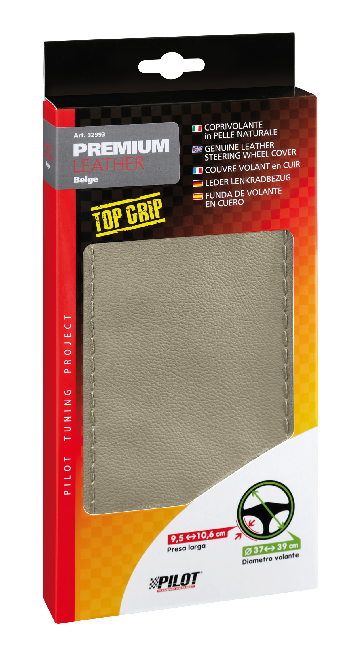 Premium, coprivolante in pelle - L - Ø 37/39 cm - Beige - immagine 4