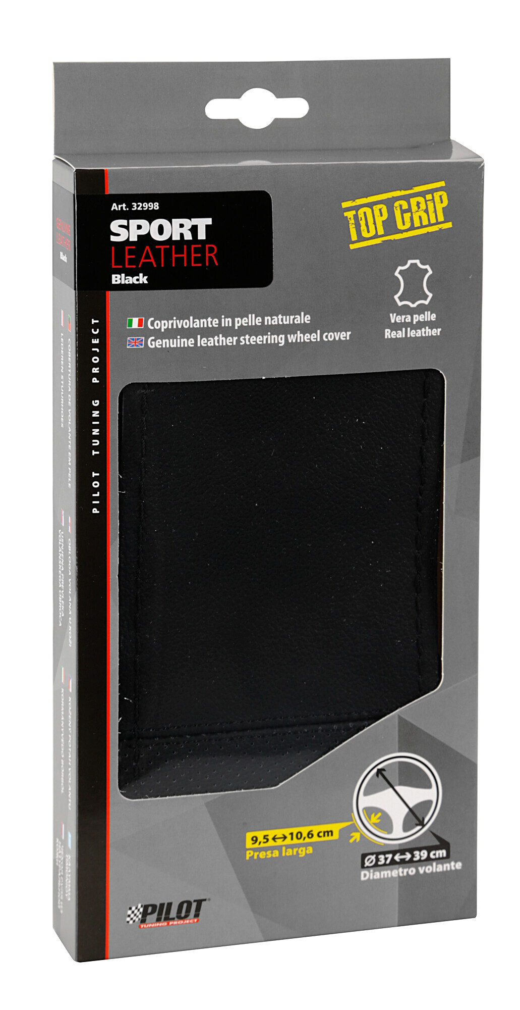 Sport, coprivolante in pelle - L - Ø 37/39 cm - Nero - immagine 3
