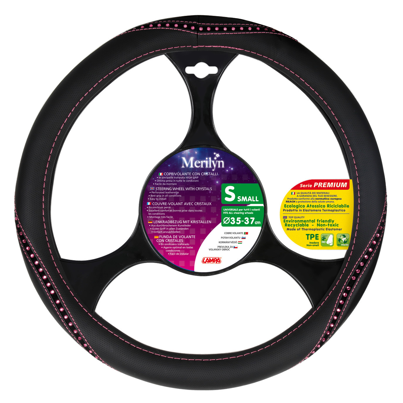 Merilyn, coprivolante in Skeentex con cristalli - S - Ø 35/37 cm - Rosa