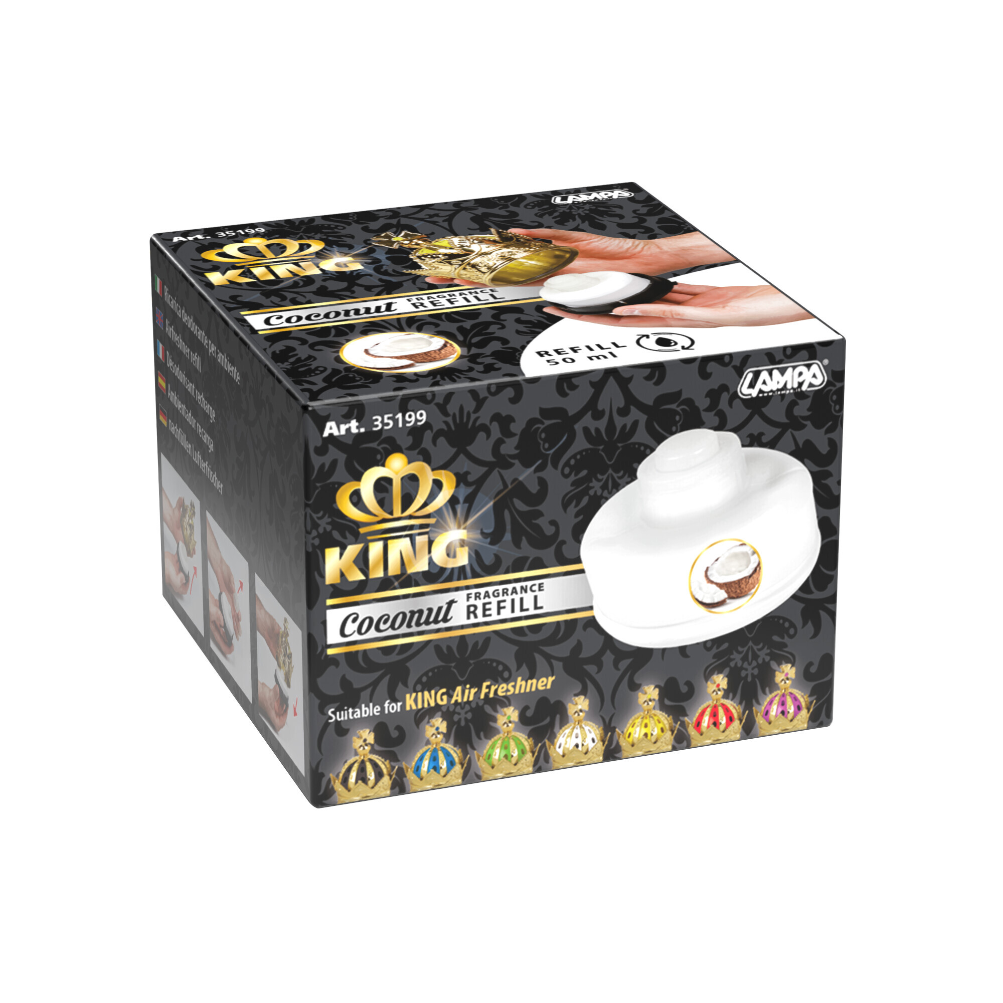 King, deodorante per abitacolo, ricarica 50 ml - Cocco - immagine 3